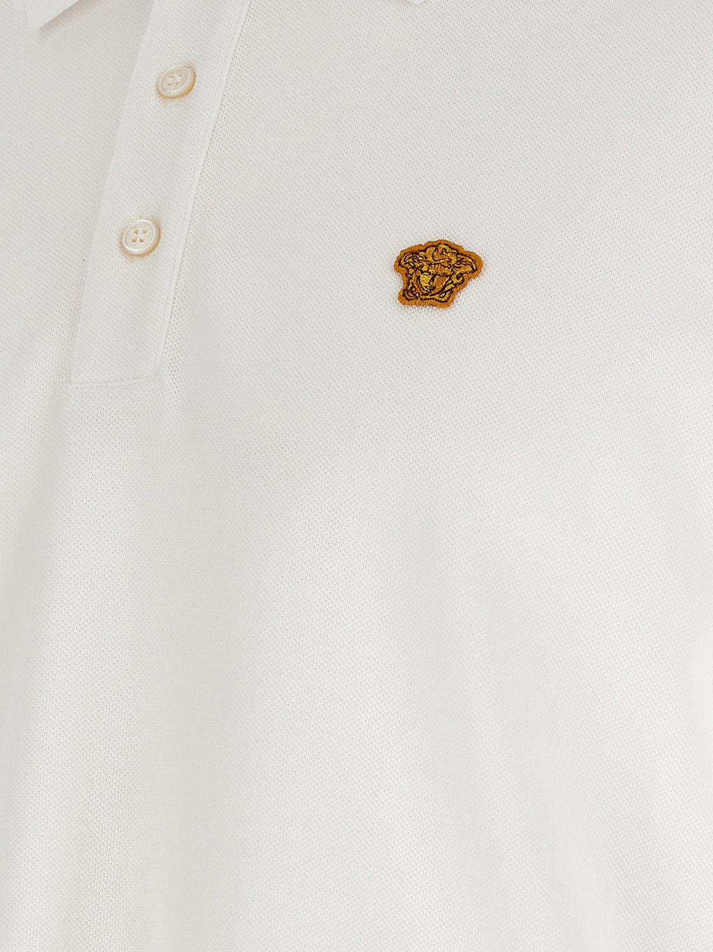 Versace White Cotton Polo Shirt Versace