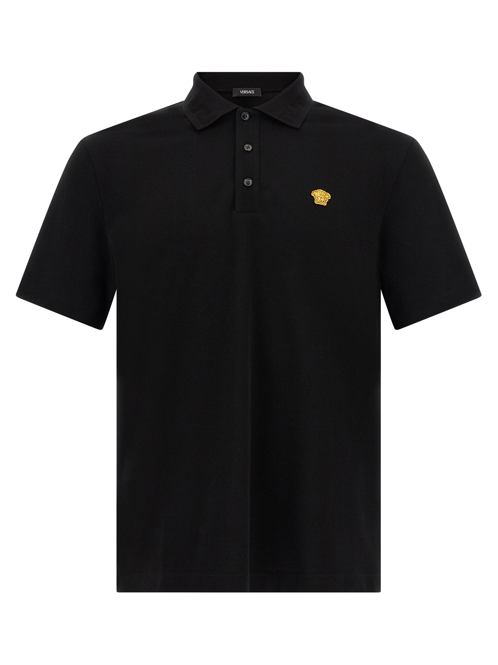 Versace Black Cotton Polo Shirt Versace