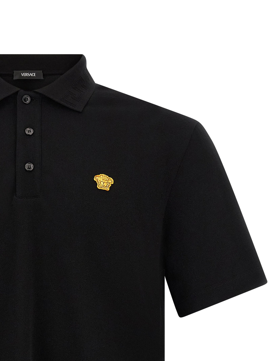 Versace Black Cotton Polo Shirt Versace