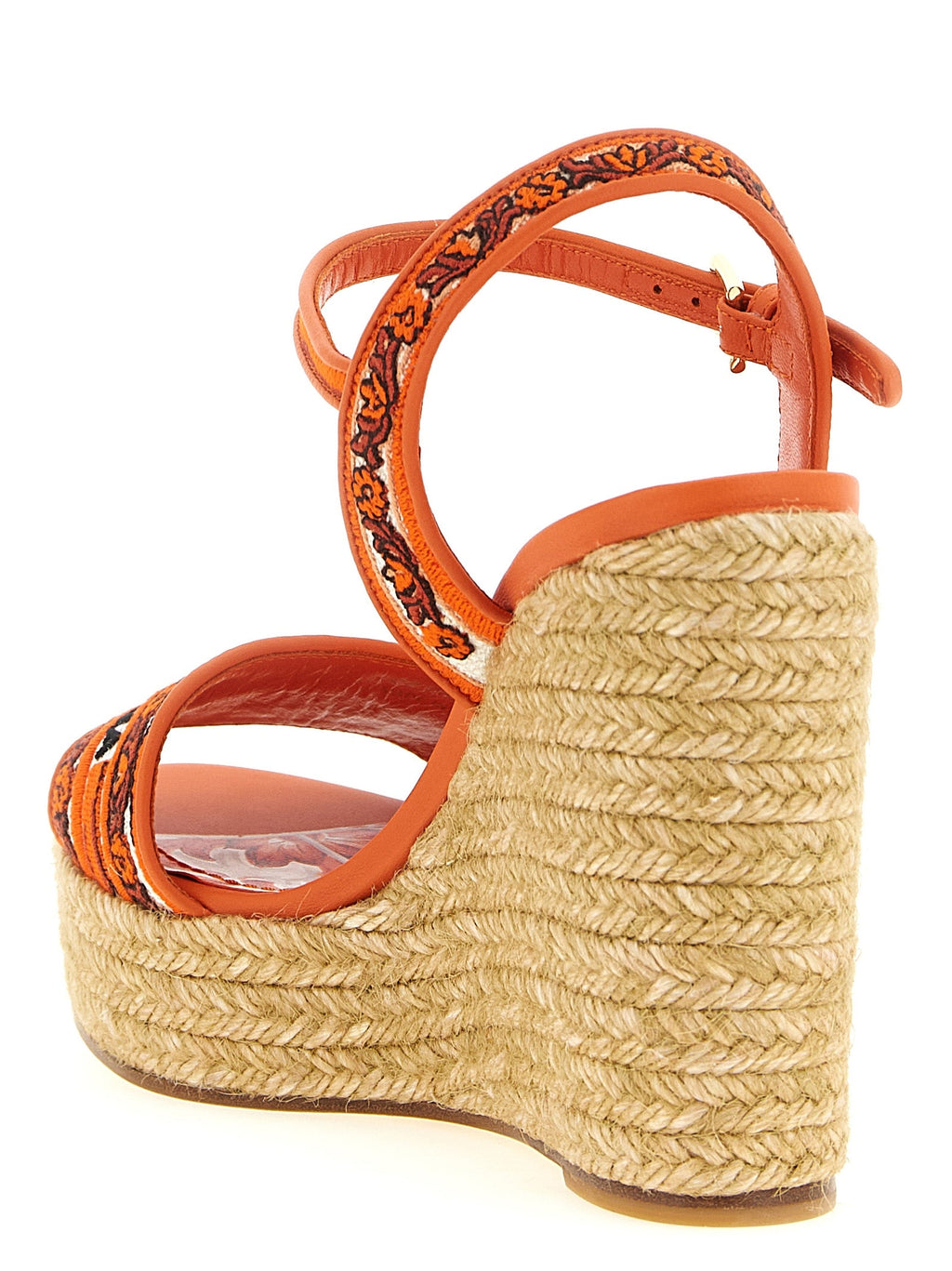 Dolce & Gabbana Orange Cotton Wedge Sandals Dolce & Gabbana