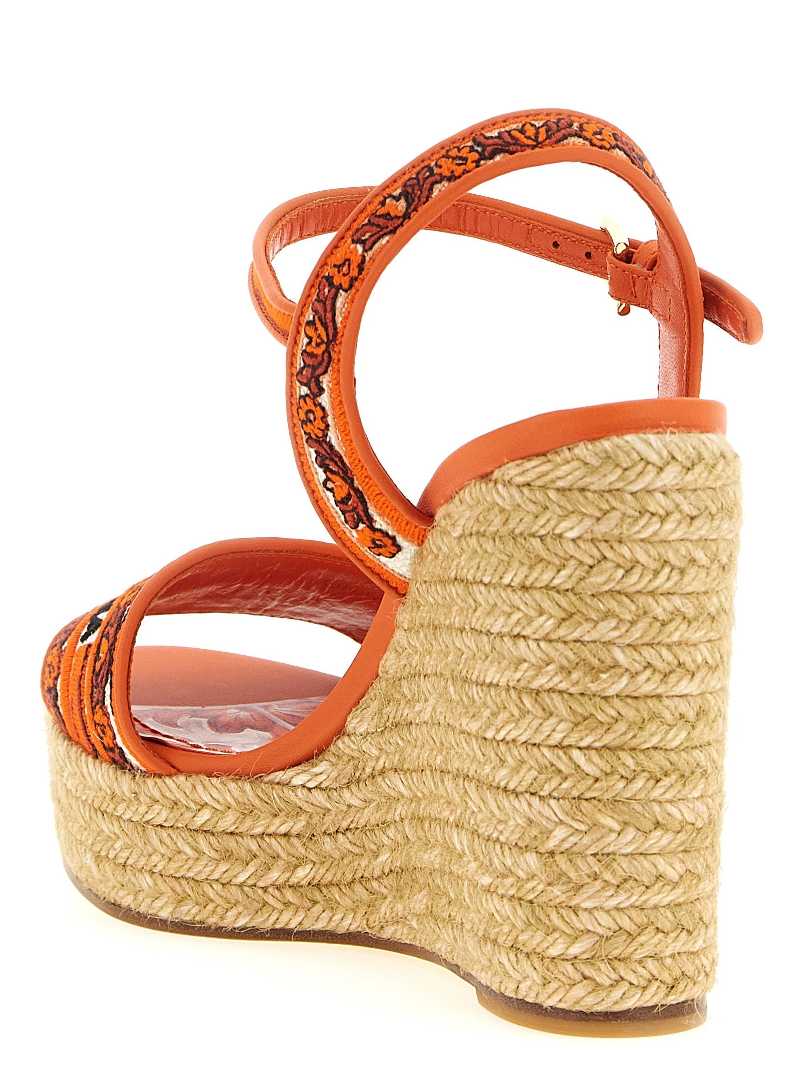 Dolce & Gabbana Orange Cotton Wedge Sandals Dolce & Gabbana
