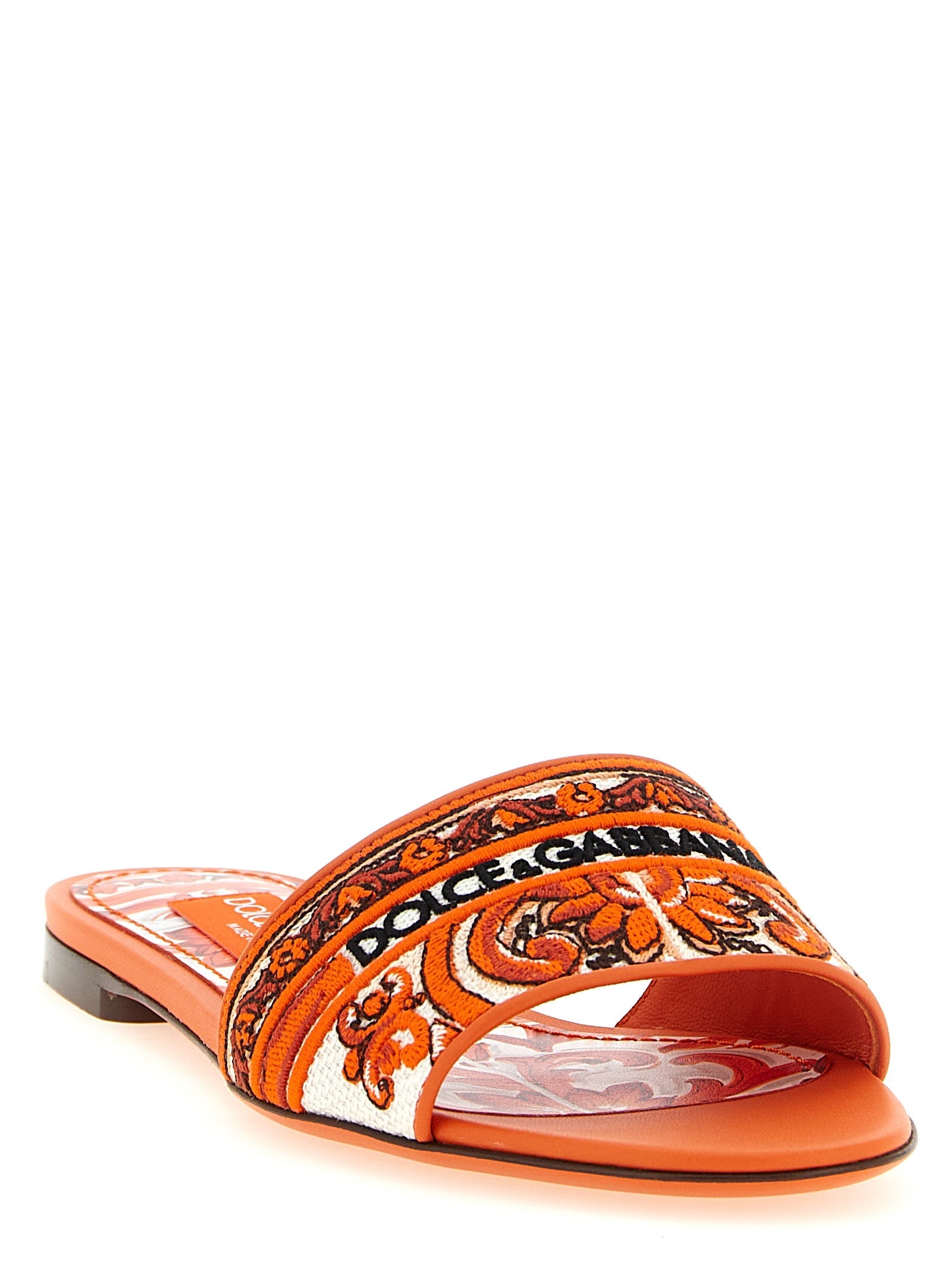 Dolce & Gabbana Orange Cotton Slides Dolce & Gabbana