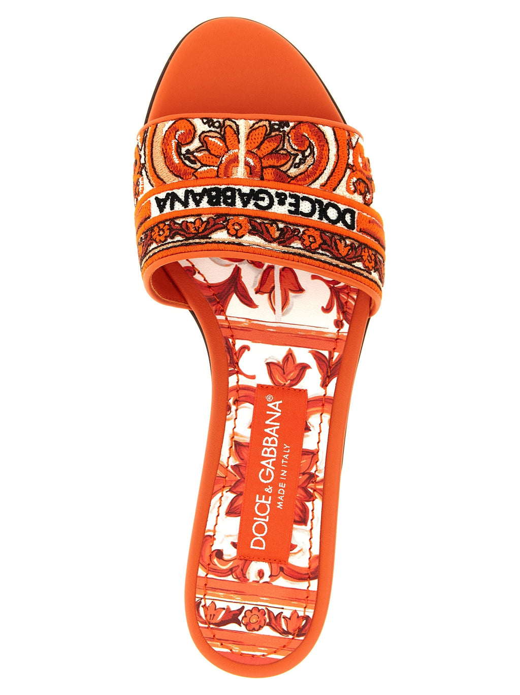 Dolce & Gabbana Orange Cotton Slides Dolce & Gabbana