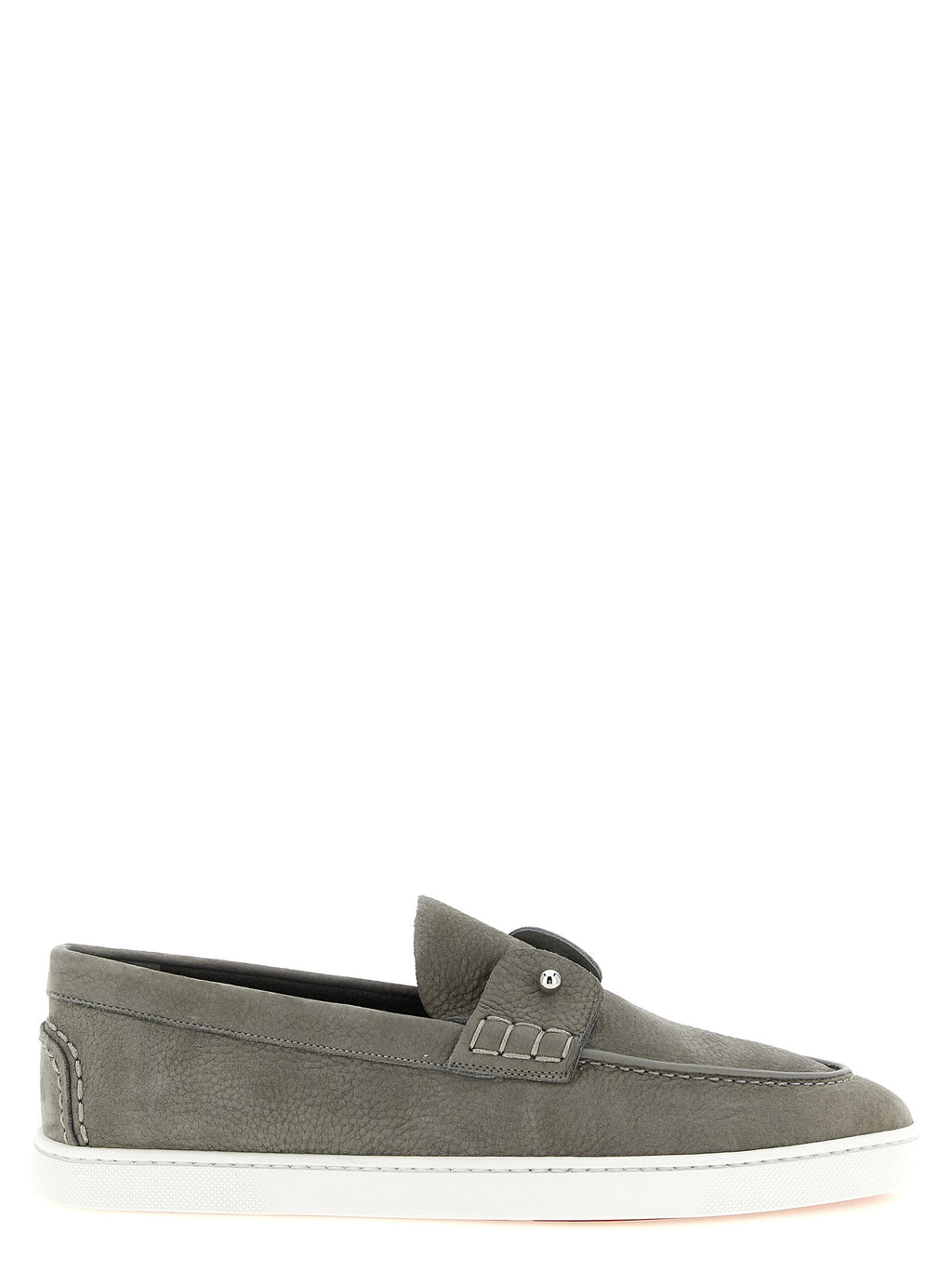 Christian Louboutin Gray Calfskin Slip-On Loafers Christian Louboutin