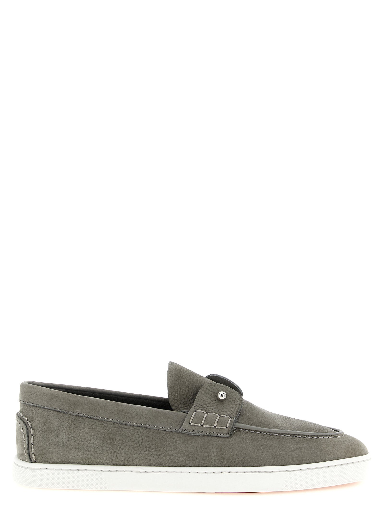 Christian Louboutin Gray Calfskin Slip-On Loafers Christian Louboutin