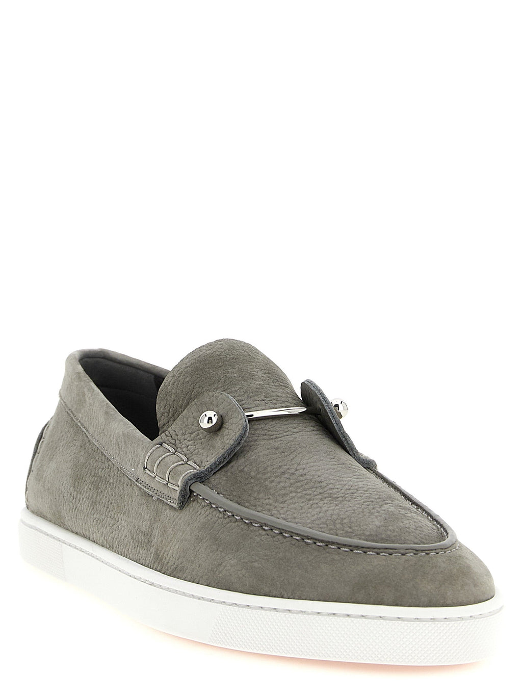 Christian Louboutin Gray Calfskin Slip-On Loafers Christian Louboutin
