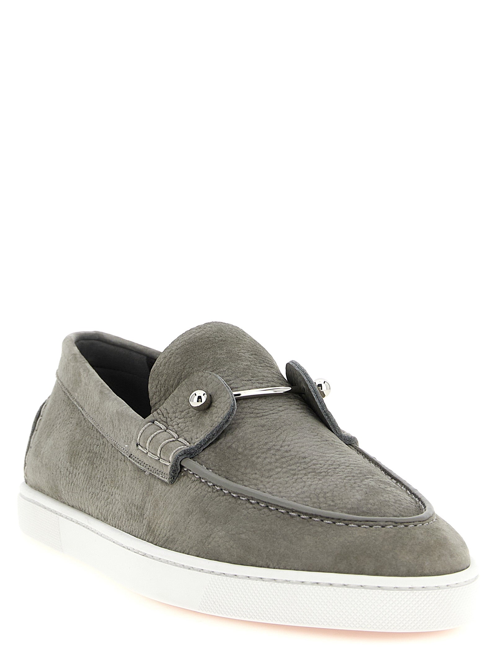 Christian Louboutin Gray Calfskin Slip-On Loafers Christian Louboutin