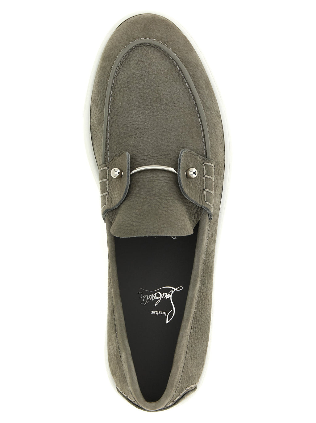 Christian Louboutin Gray Calfskin Slip-On Loafers Christian Louboutin