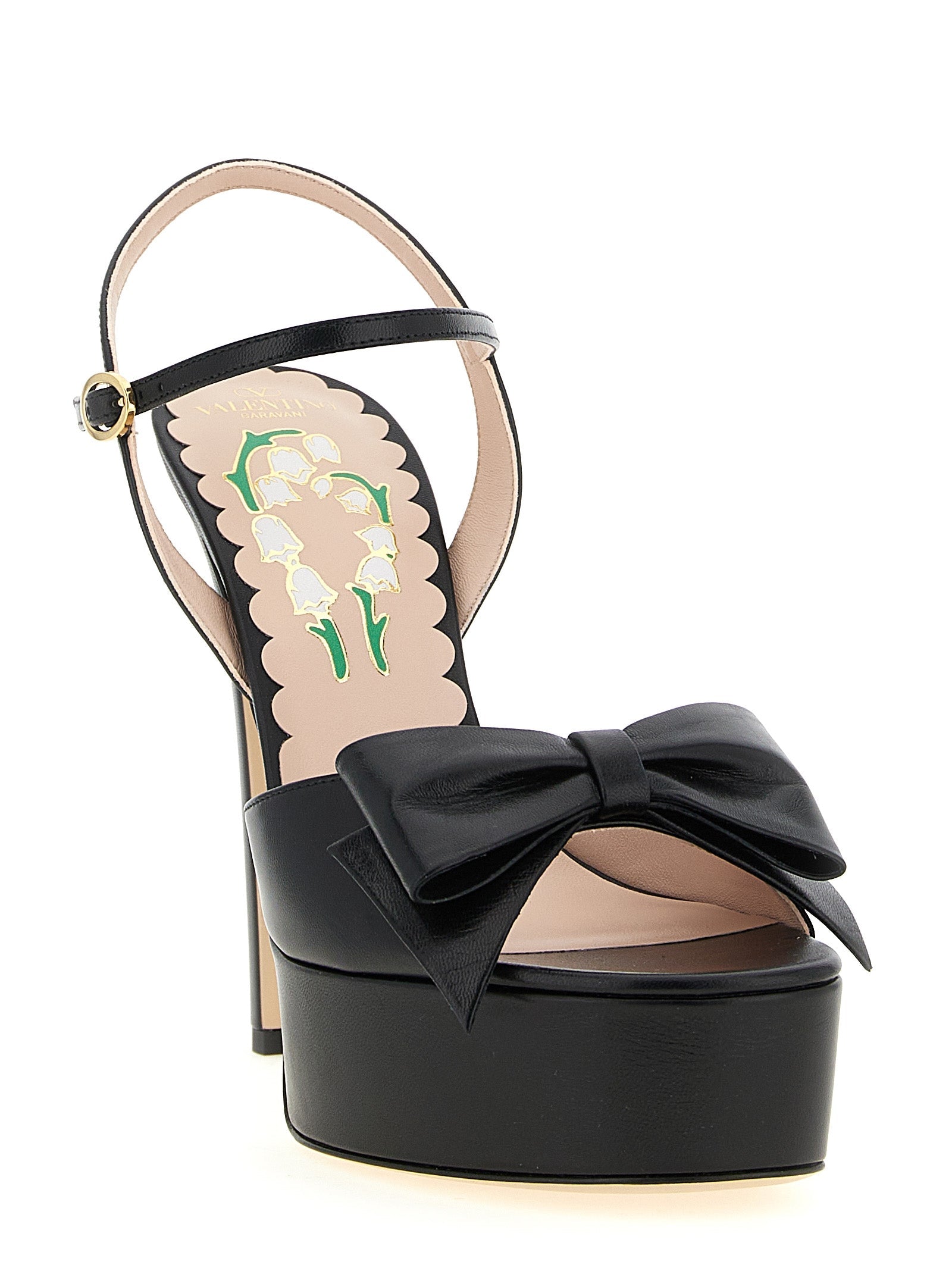 Valentino Garavani Black Calfskin Stiletto Heel Sandals Valentino Garavani