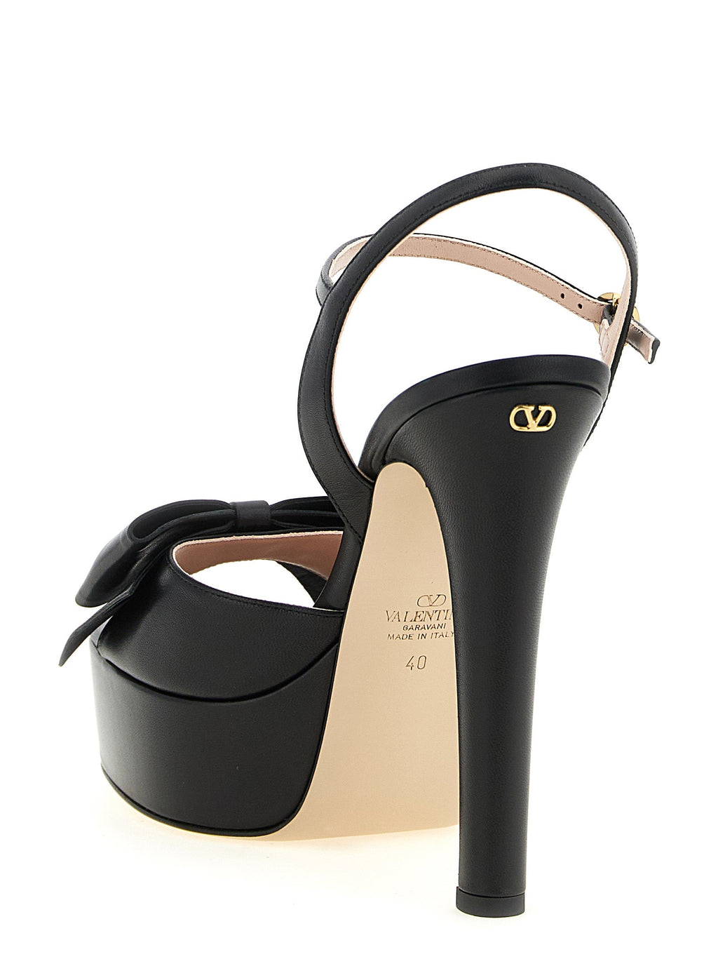 Valentino Garavani Black Calfskin Stiletto Heel Sandals Valentino Garavani