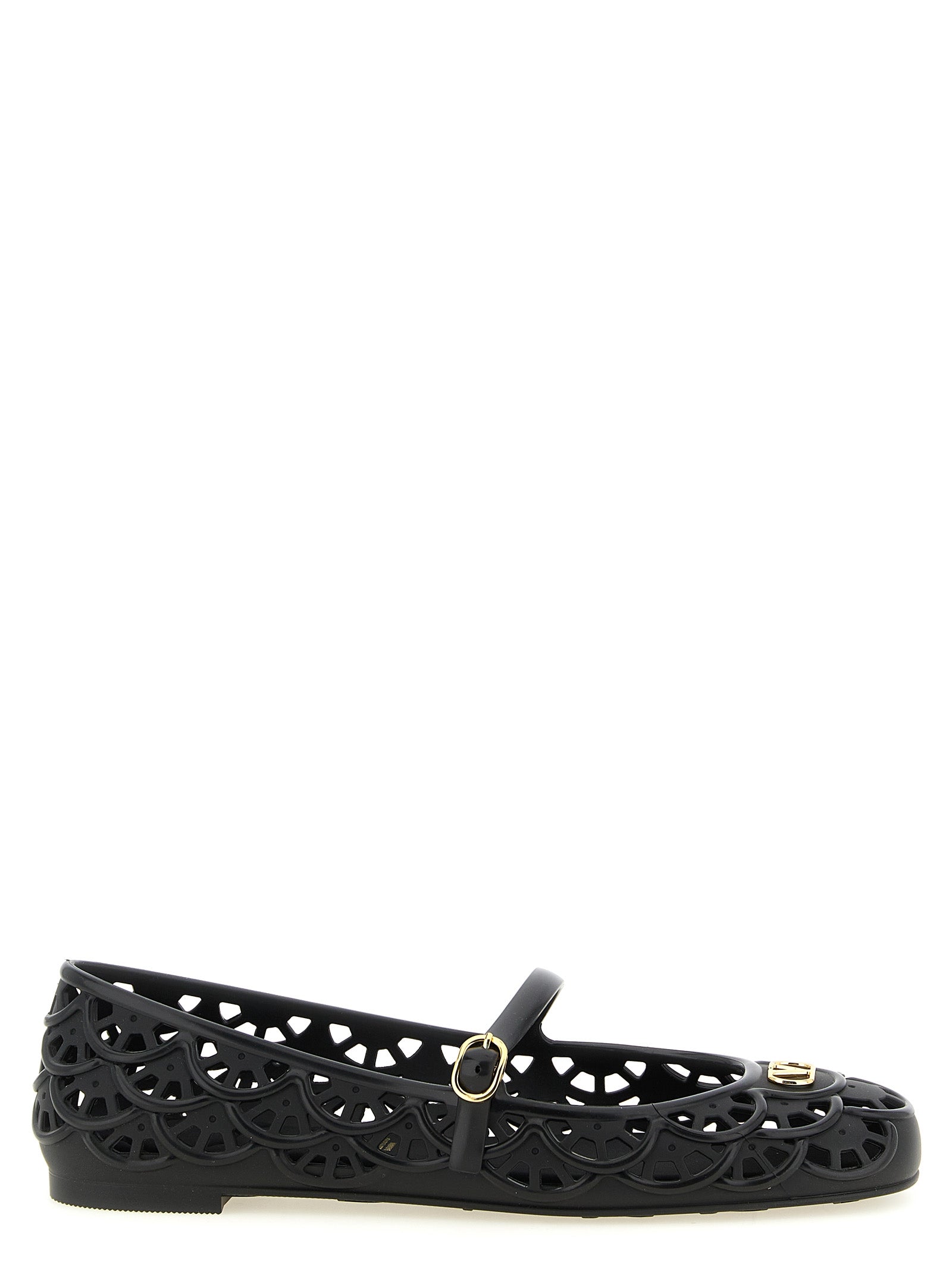 Valentino Garavani Black Polyvinyl Ballet Flats Valentino Garavani