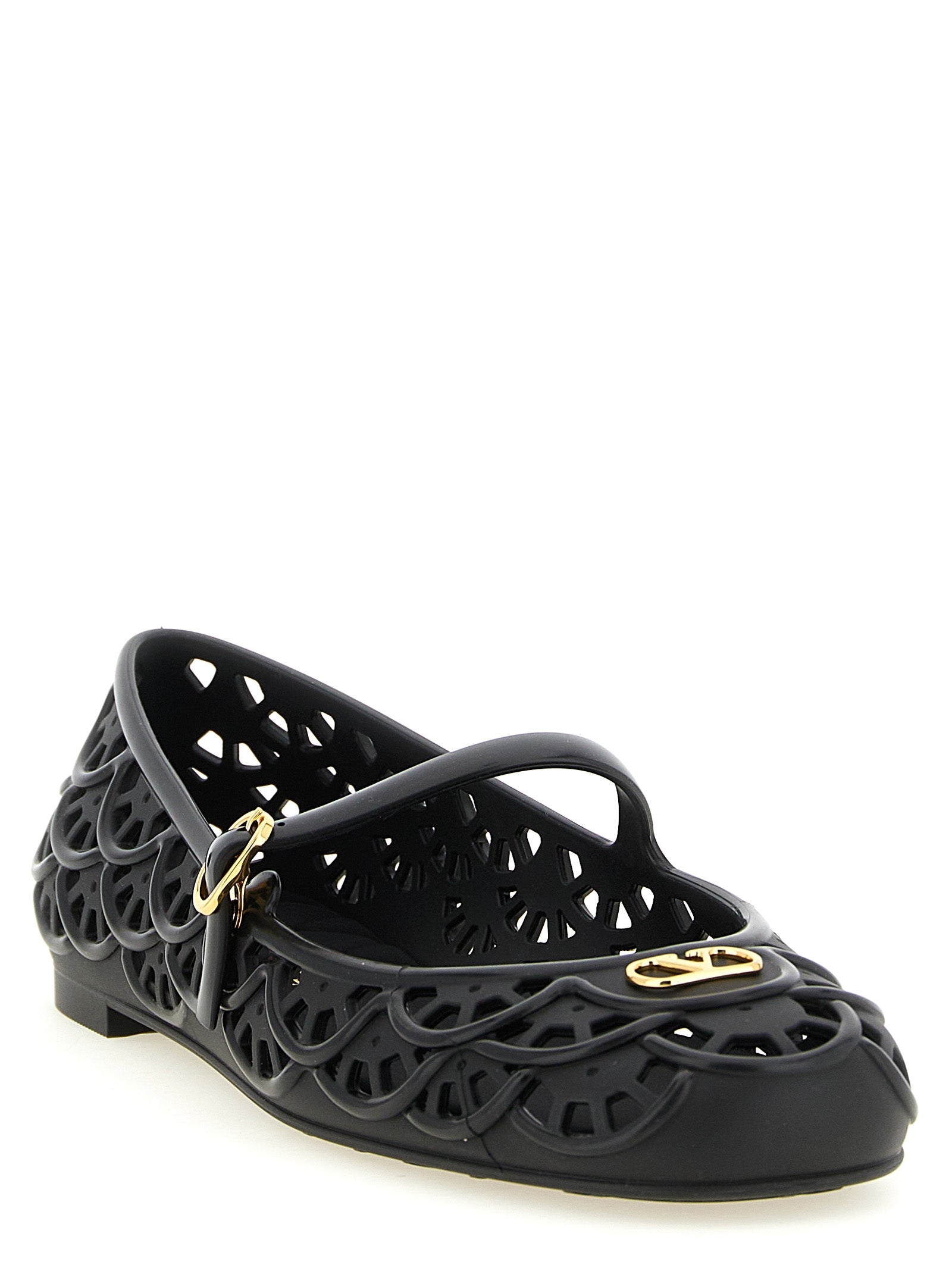 Valentino Garavani Black Polyvinyl Ballet Flats Valentino Garavani