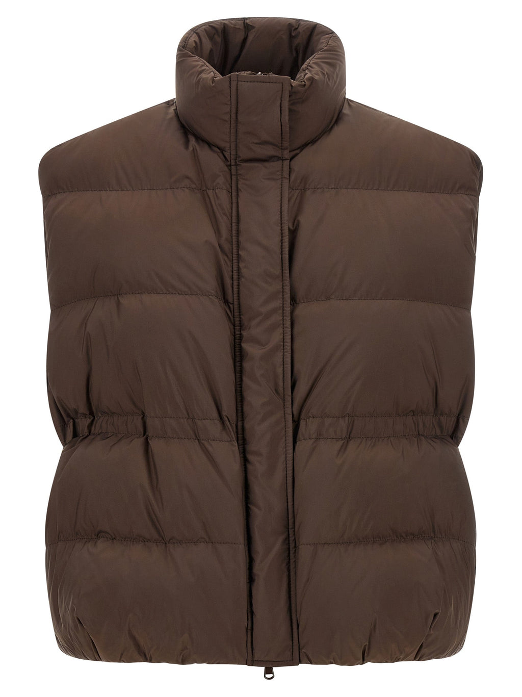 Brunello Cucinelli Brown Polyester Sleeveless Jacket Brunello Cucinelli