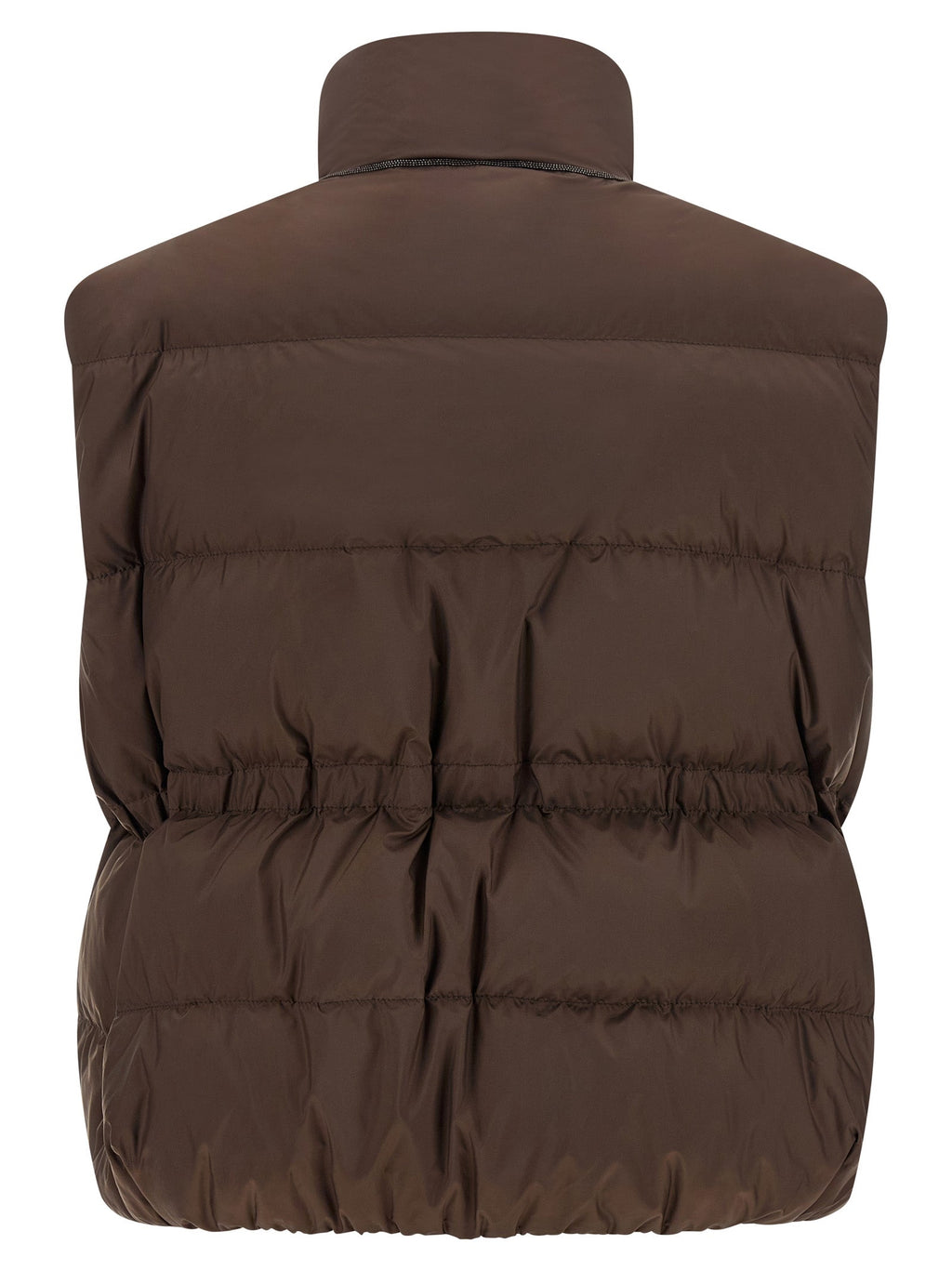 Brunello Cucinelli Brown Polyester Sleeveless Jacket Brunello Cucinelli