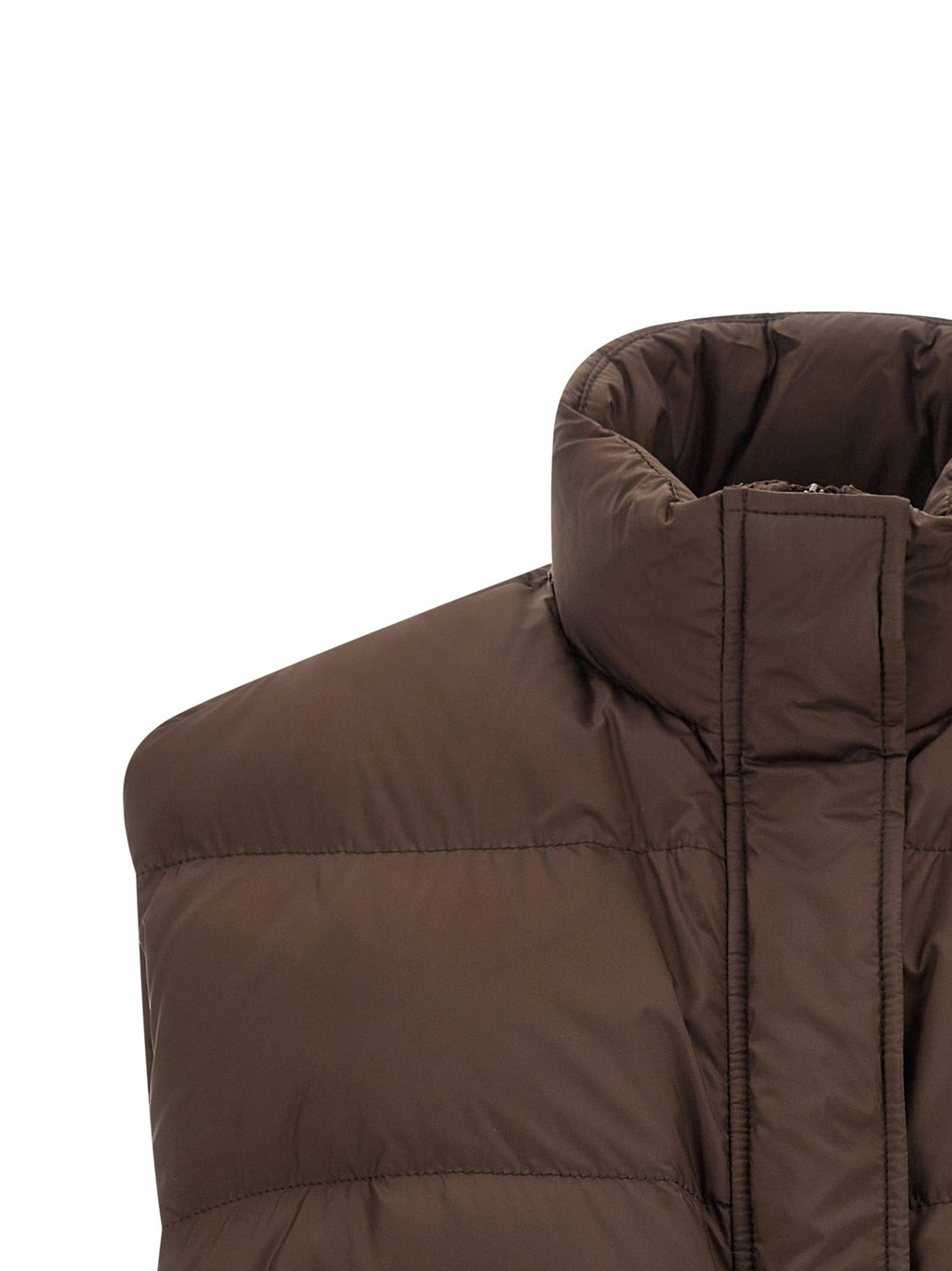 Brunello Cucinelli Brown Polyester Sleeveless Jacket Brunello Cucinelli