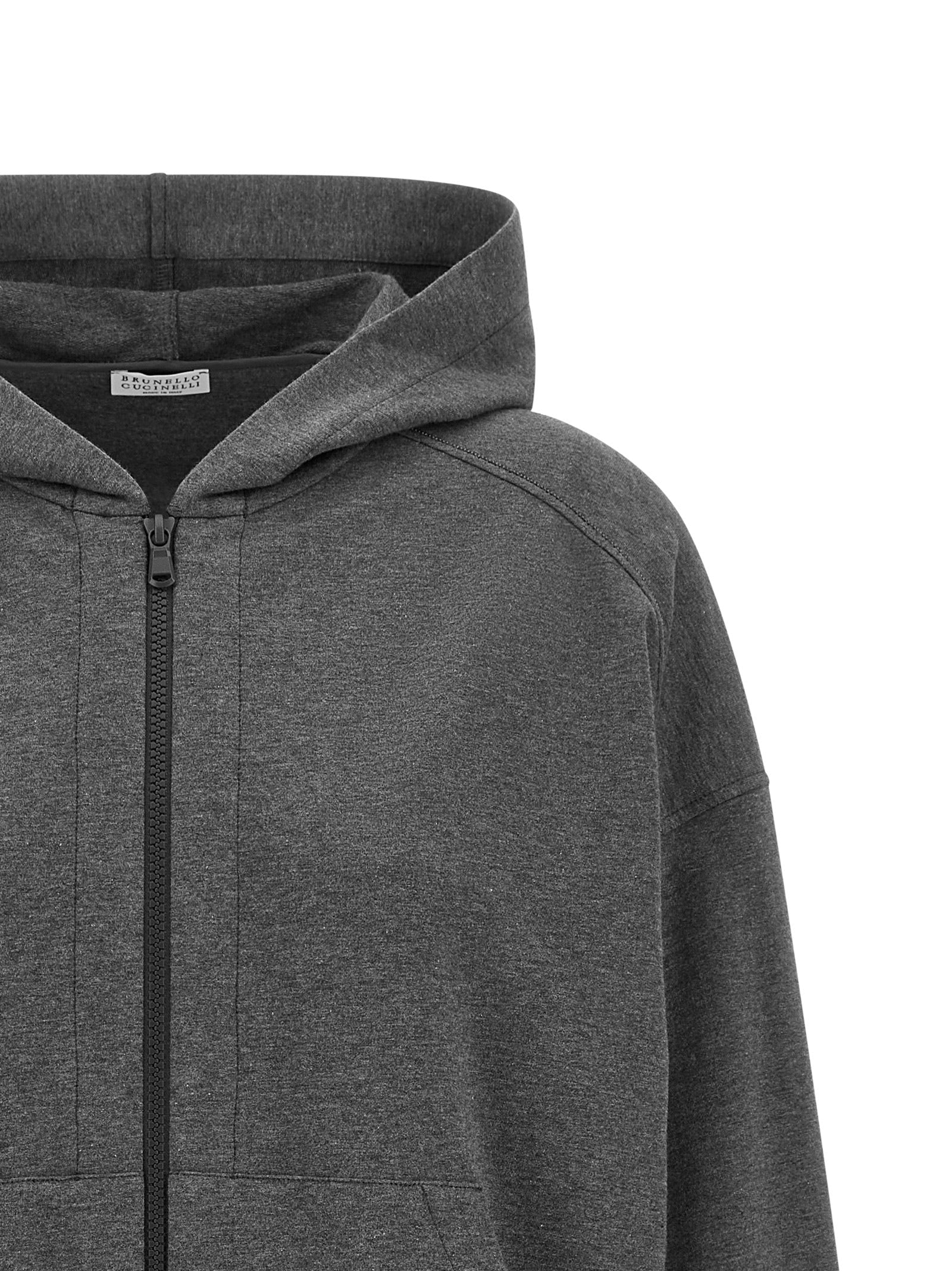 Brunello Cucinelli Gray Cotton Sweatshirt Brunello Cucinelli