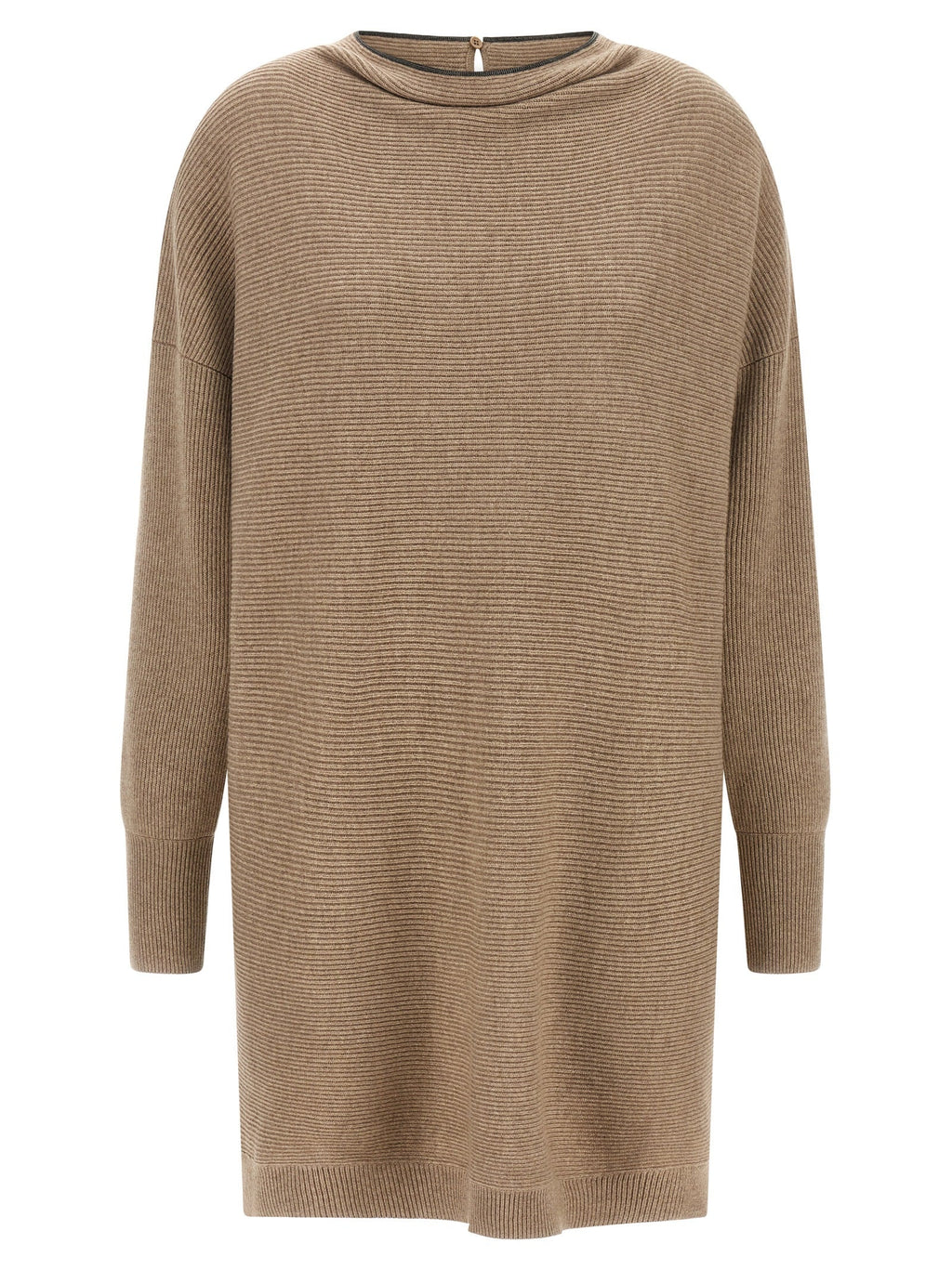 Brunello Cucinelli Beige Virgin Wool Short Dress Brunello Cucinelli