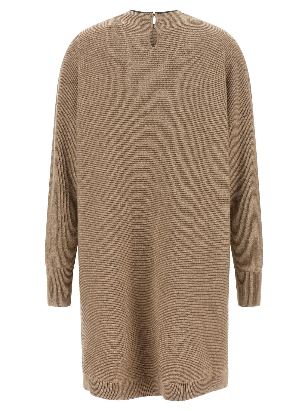Brunello Cucinelli Beige Virgin Wool Short Dress Brunello Cucinelli