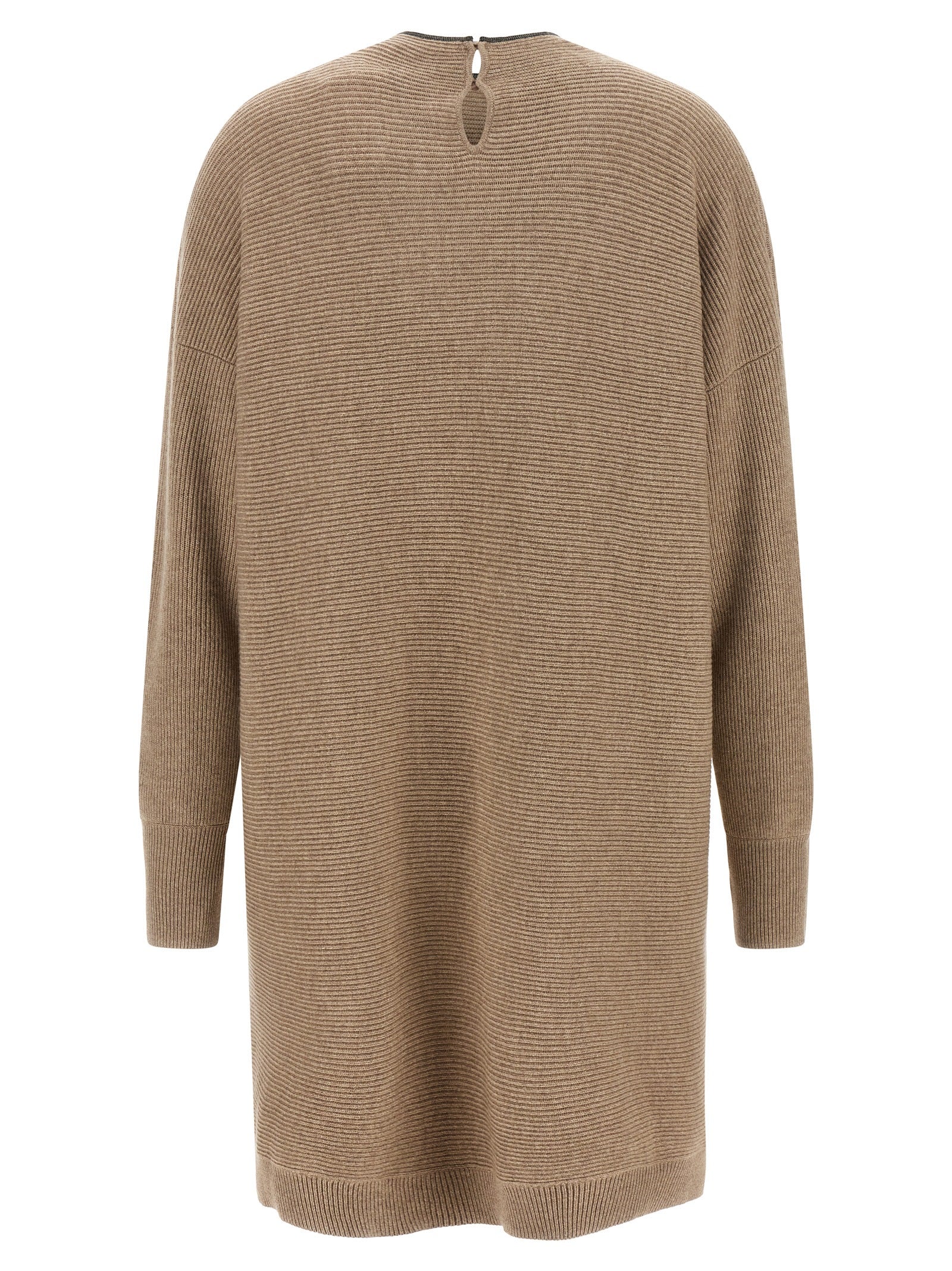 Brunello Cucinelli Beige Virgin Wool Short Dress Brunello Cucinelli
