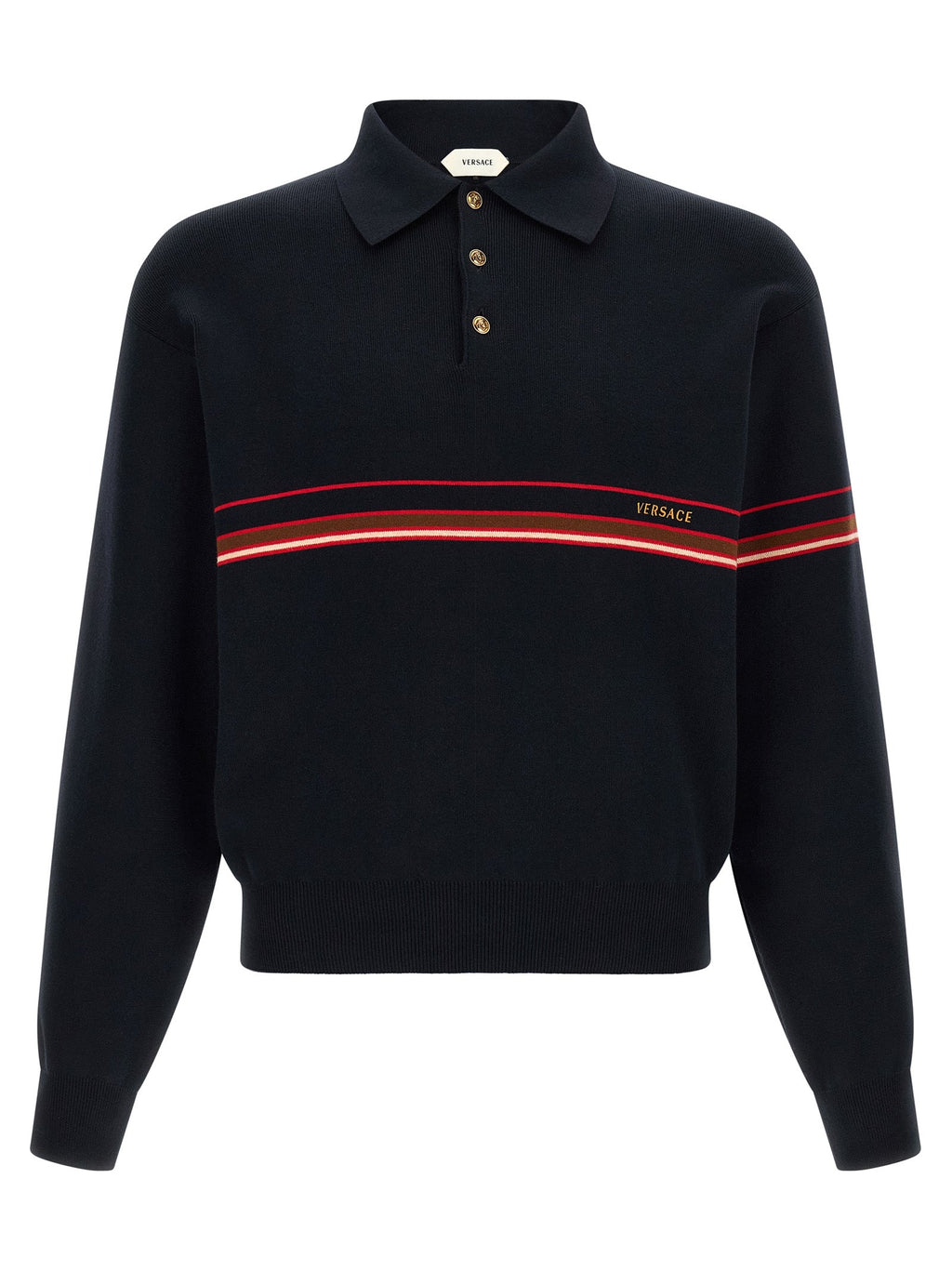 Versace Blue Cotton Polo Shirt Versace