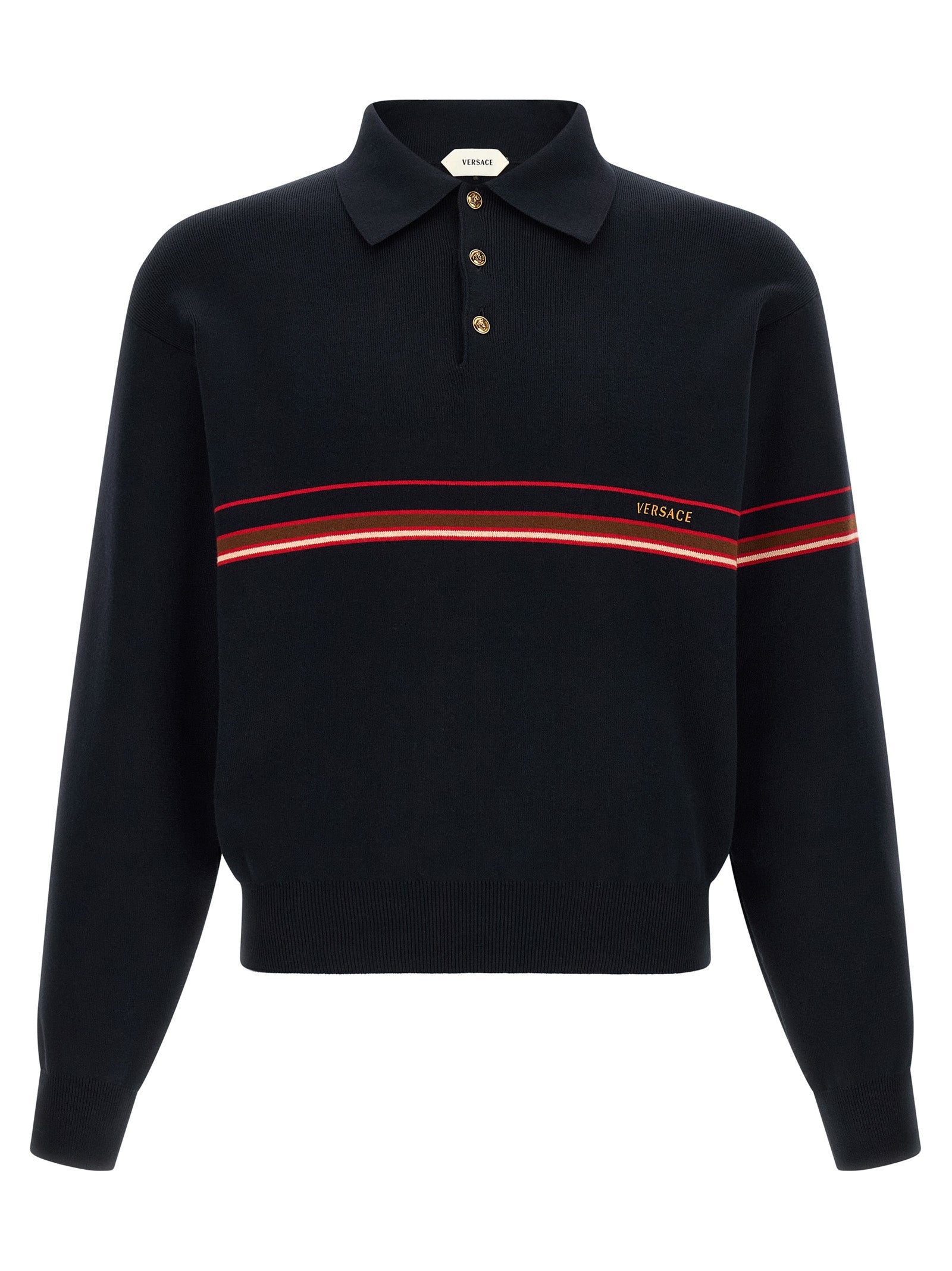 Versace Blue Cotton Polo Shirt Versace