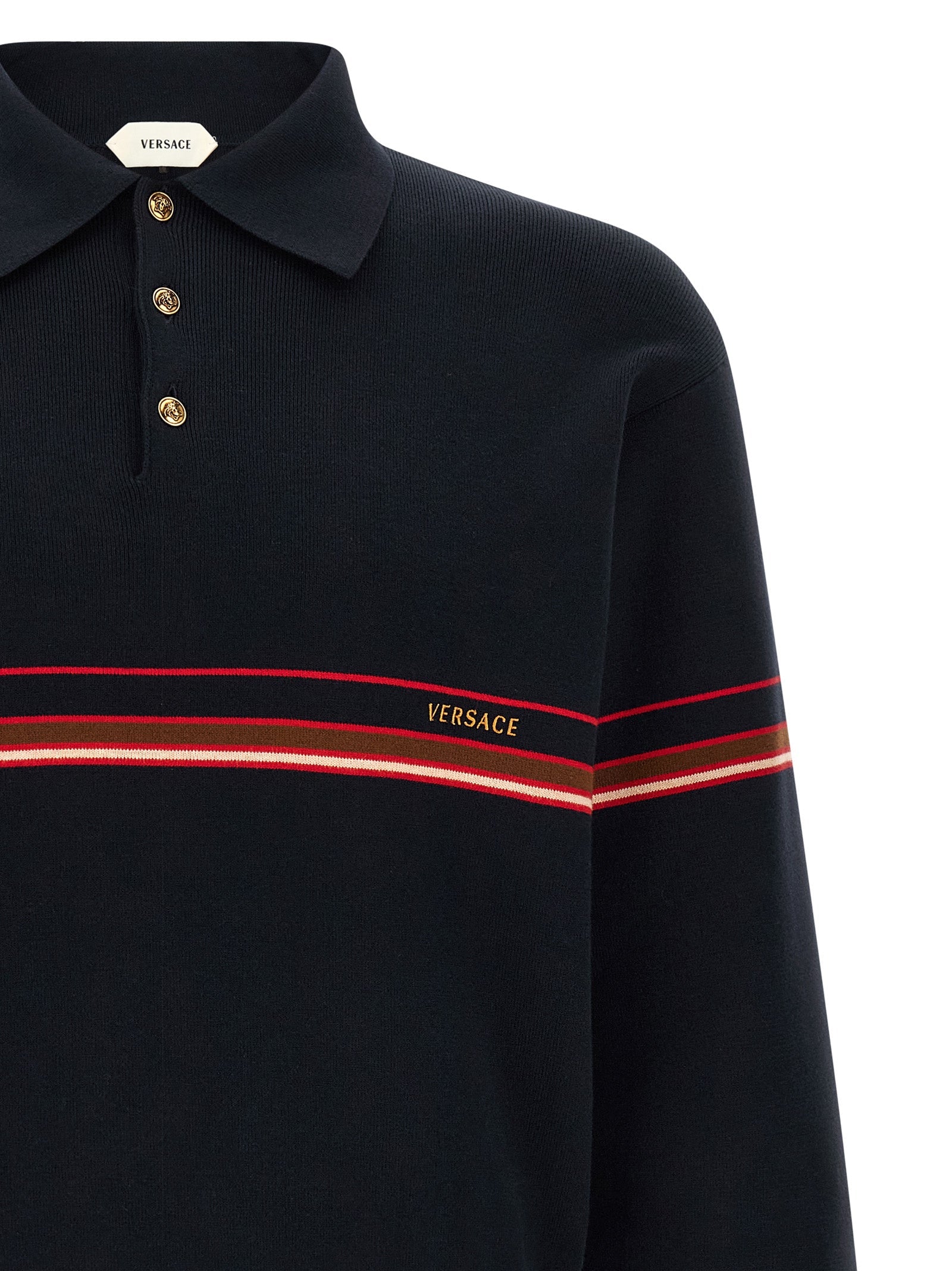 Versace Blue Cotton Polo Shirt Versace