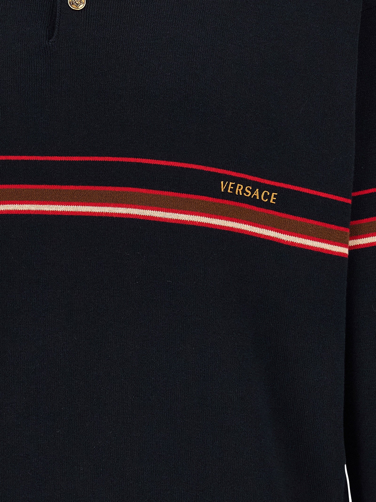 Versace Blue Cotton Polo Shirt Versace