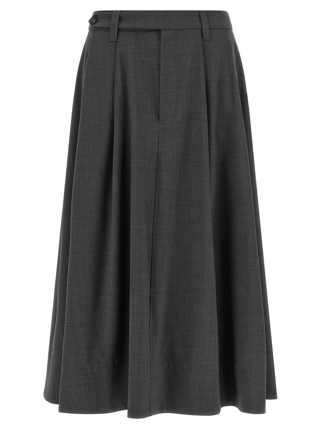 Brunello Cucinelli Gray Virgin Wool Midi Skirt Brunello Cucinelli