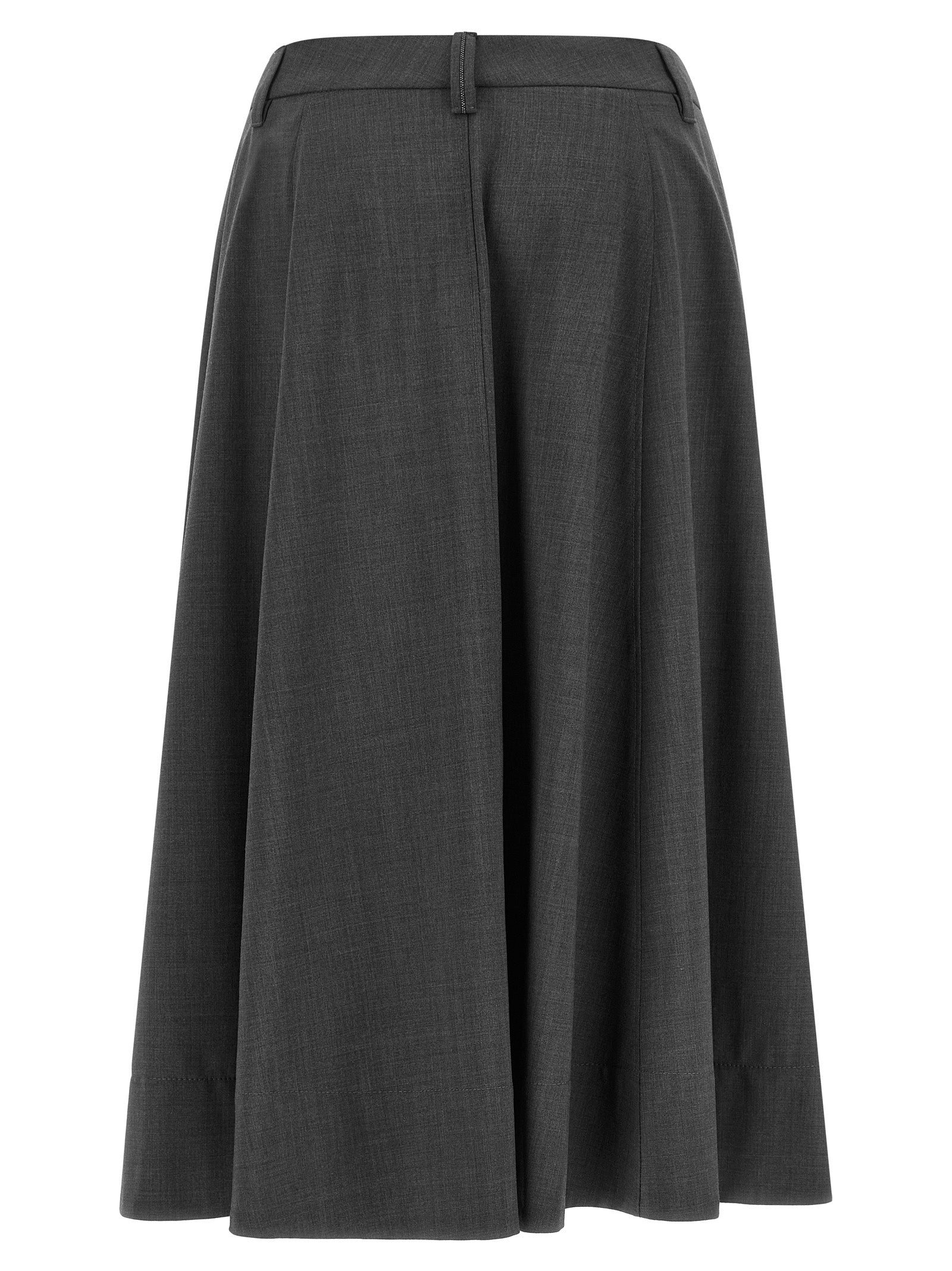 Brunello Cucinelli Gray Virgin Wool Midi Skirt Brunello Cucinelli