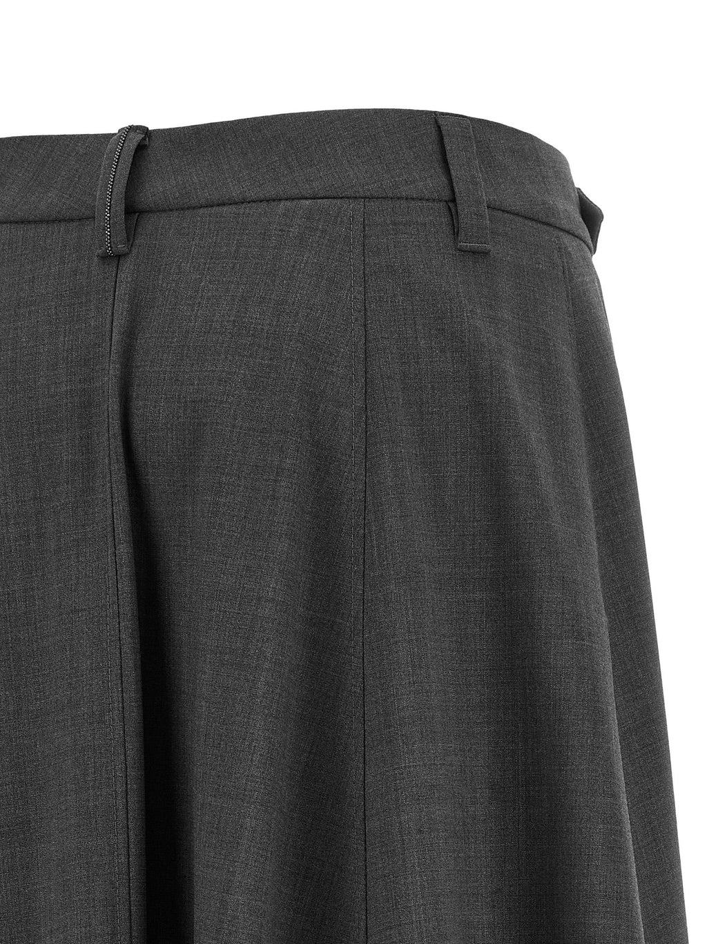 Brunello Cucinelli Gray Virgin Wool Midi Skirt Brunello Cucinelli