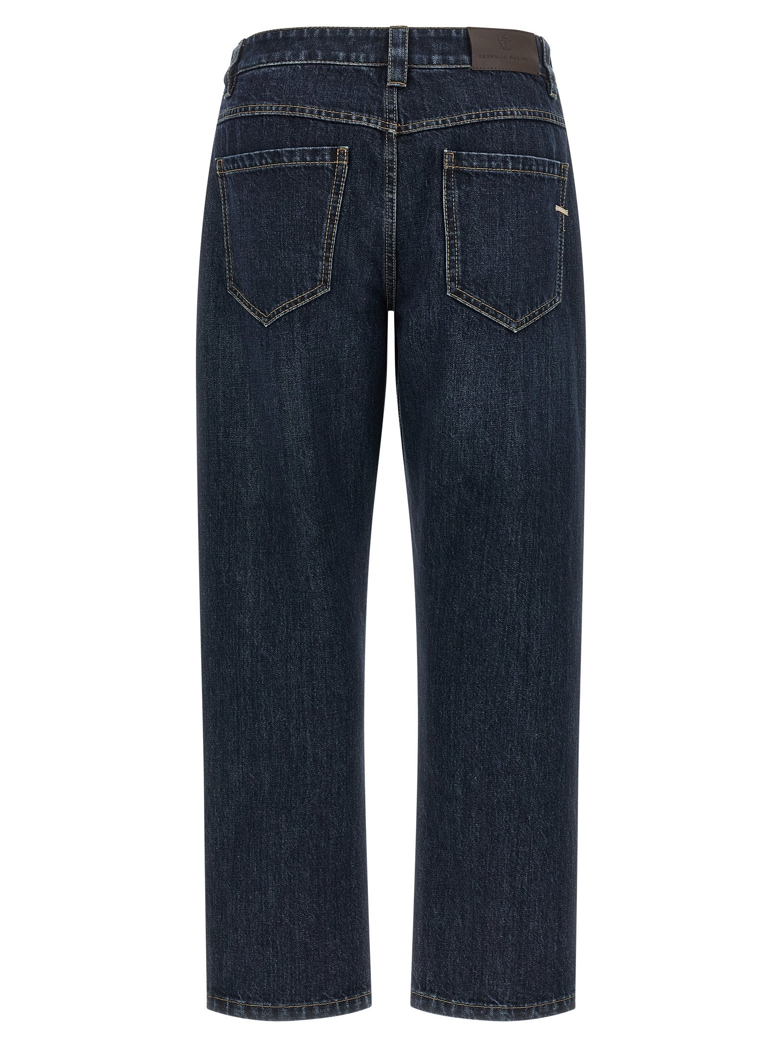 Brunello Cucinelli Blue Cotton Straight-Leg Jeans Brunello Cucinelli