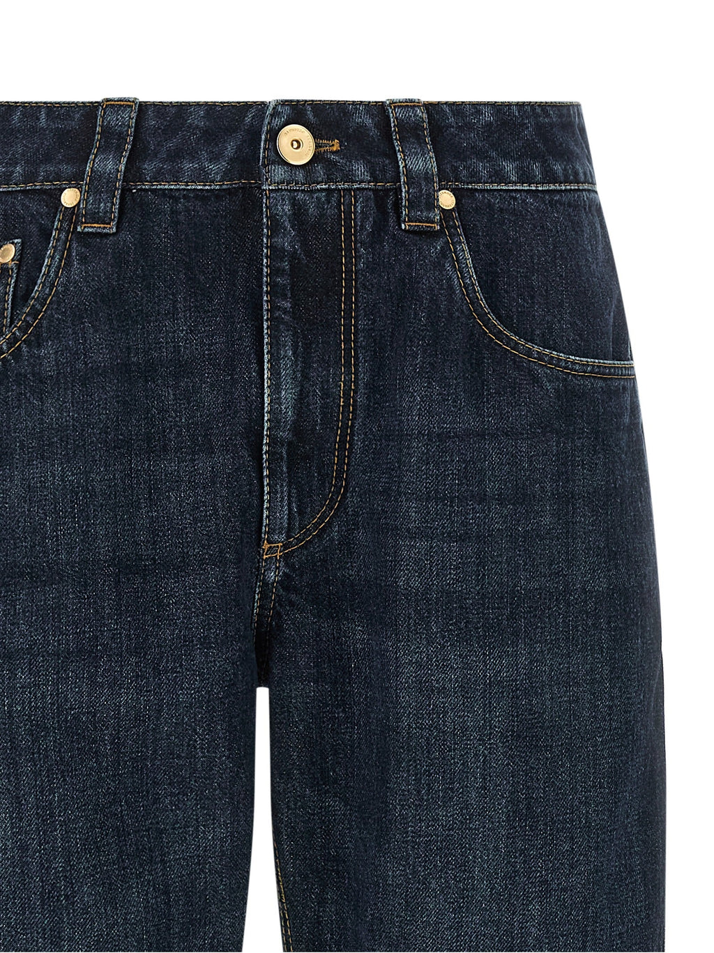 Brunello Cucinelli Blue Cotton Straight-Leg Jeans Brunello Cucinelli