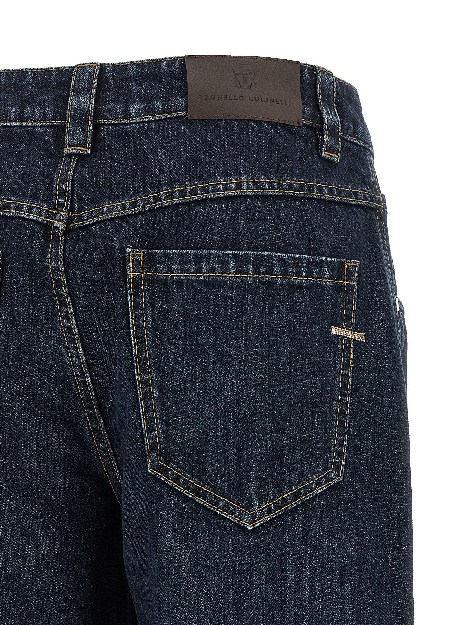 Brunello Cucinelli Blue Cotton Straight-Leg Jeans Brunello Cucinelli