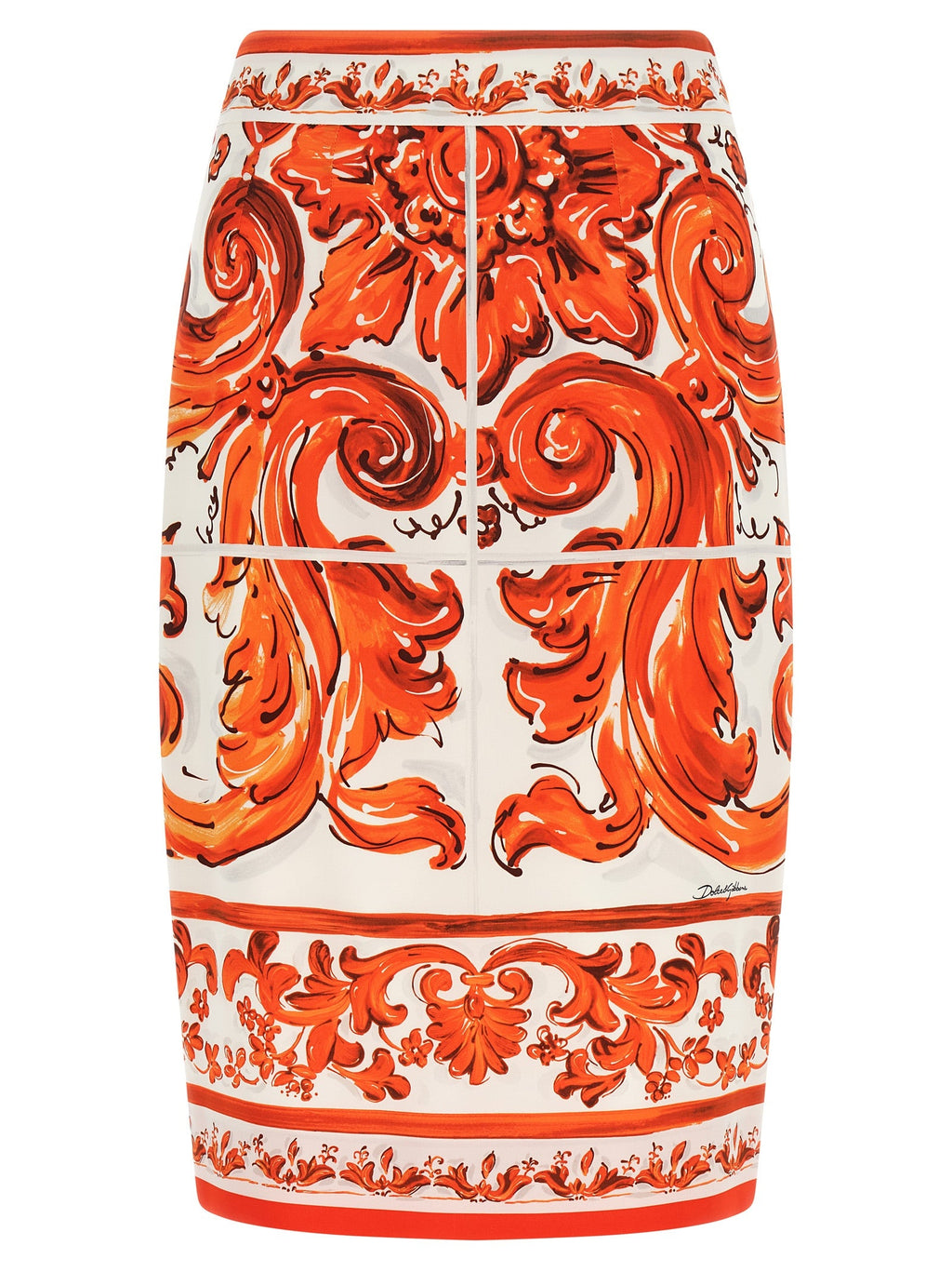 Dolce & Gabbana Orange Silk Midi Skirt Dolce & Gabbana