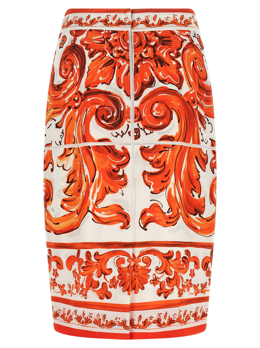Dolce & Gabbana Orange Silk Midi Skirt Dolce & Gabbana