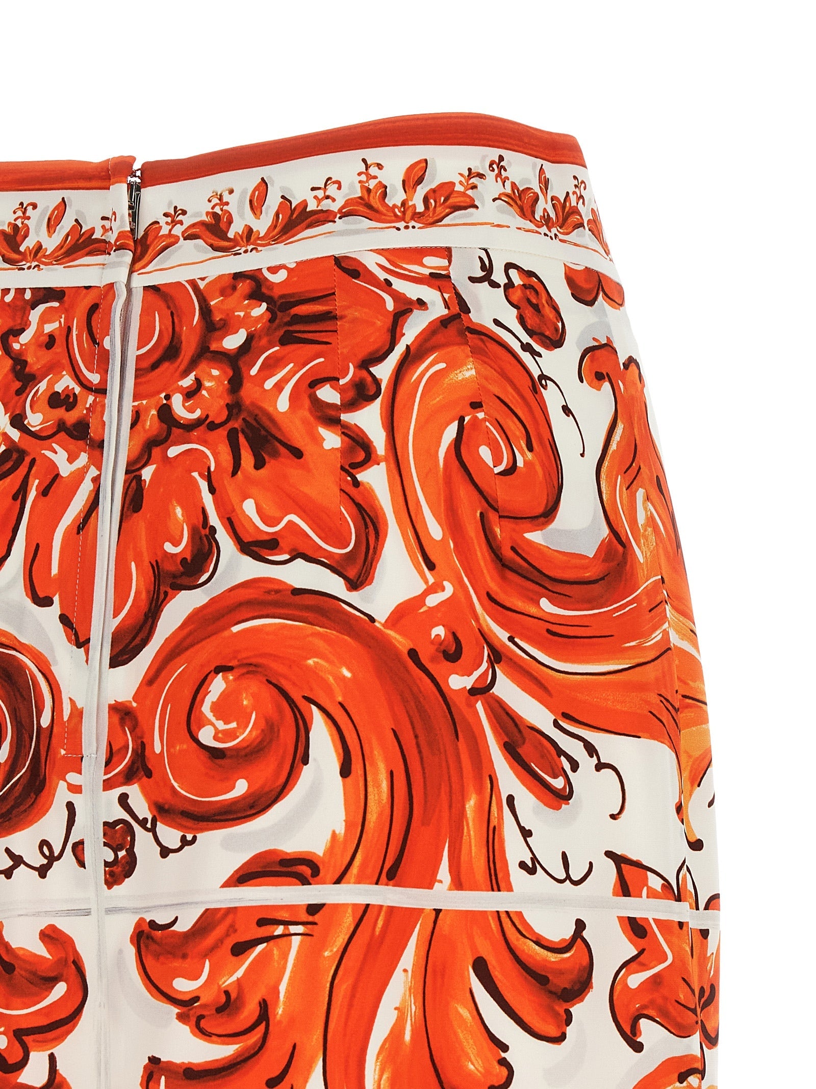 Dolce & Gabbana Orange Silk Midi Skirt Dolce & Gabbana