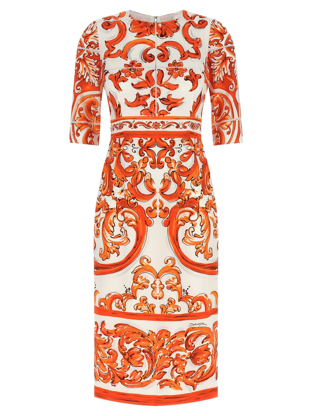 Dolce & Gabbana Orange Silk Midi Dress Dolce & Gabbana