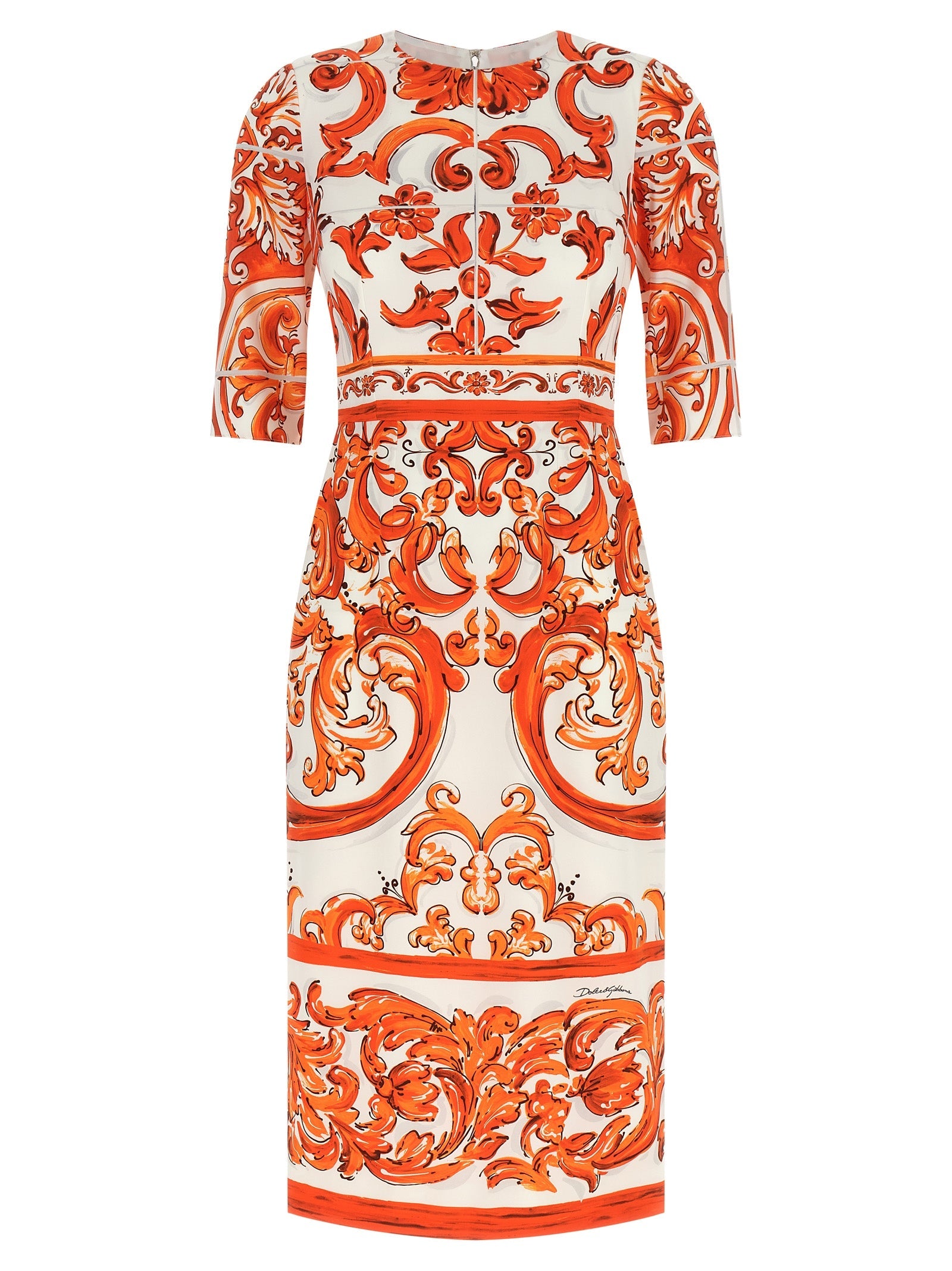 Dolce & Gabbana Orange Silk Midi Dress Dolce & Gabbana
