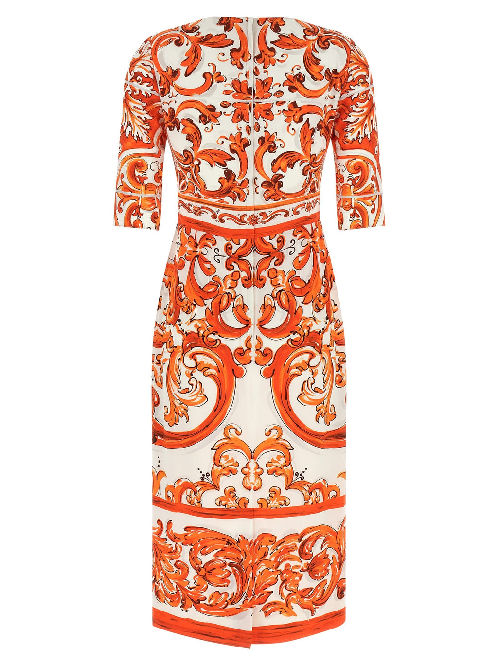 Dolce & Gabbana Orange Silk Midi Dress Dolce & Gabbana