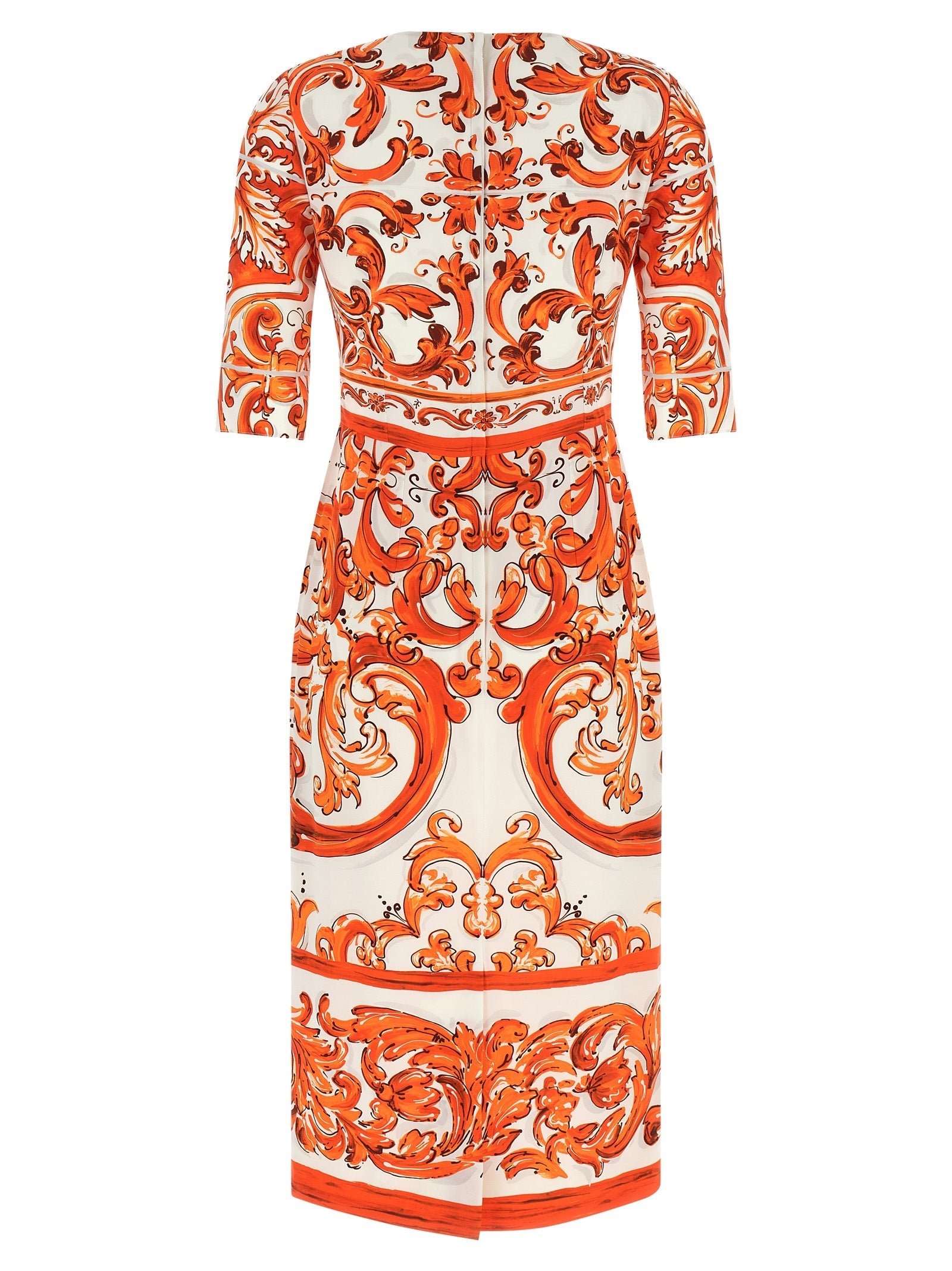 Dolce & Gabbana Orange Silk Midi Dress Dolce & Gabbana