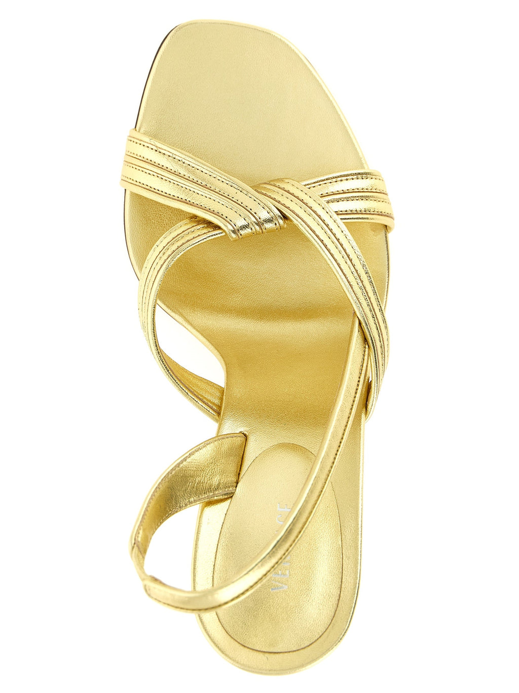 Versace Gold Lamb Leather Stiletto Heel Sandals Versace