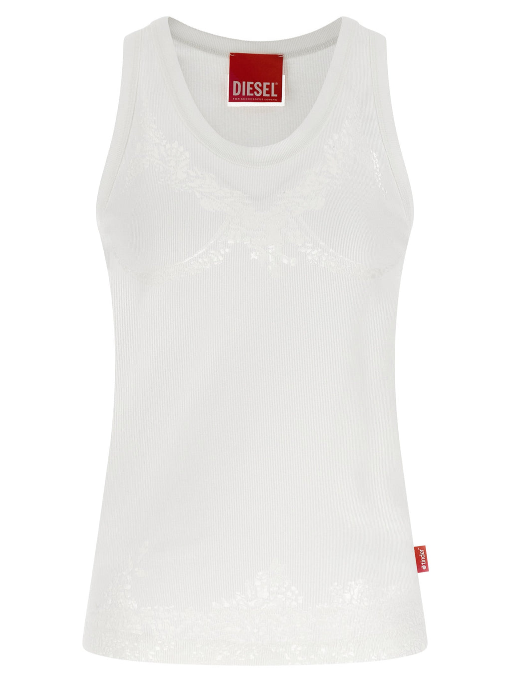 Diesel White Cotton Tank Tops Diesel