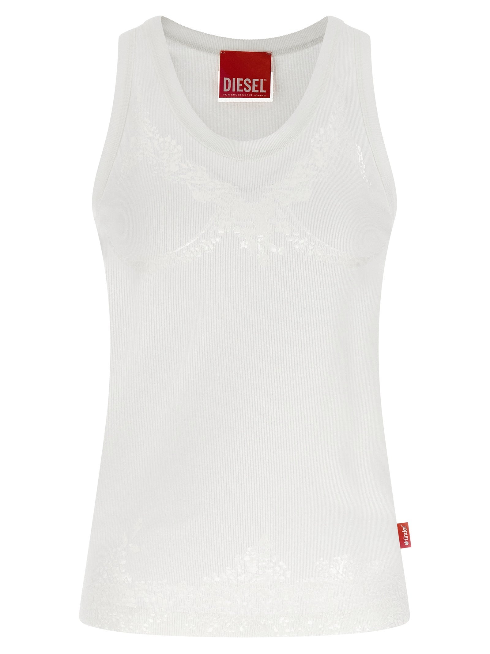 Diesel White Cotton Tank Tops Diesel
