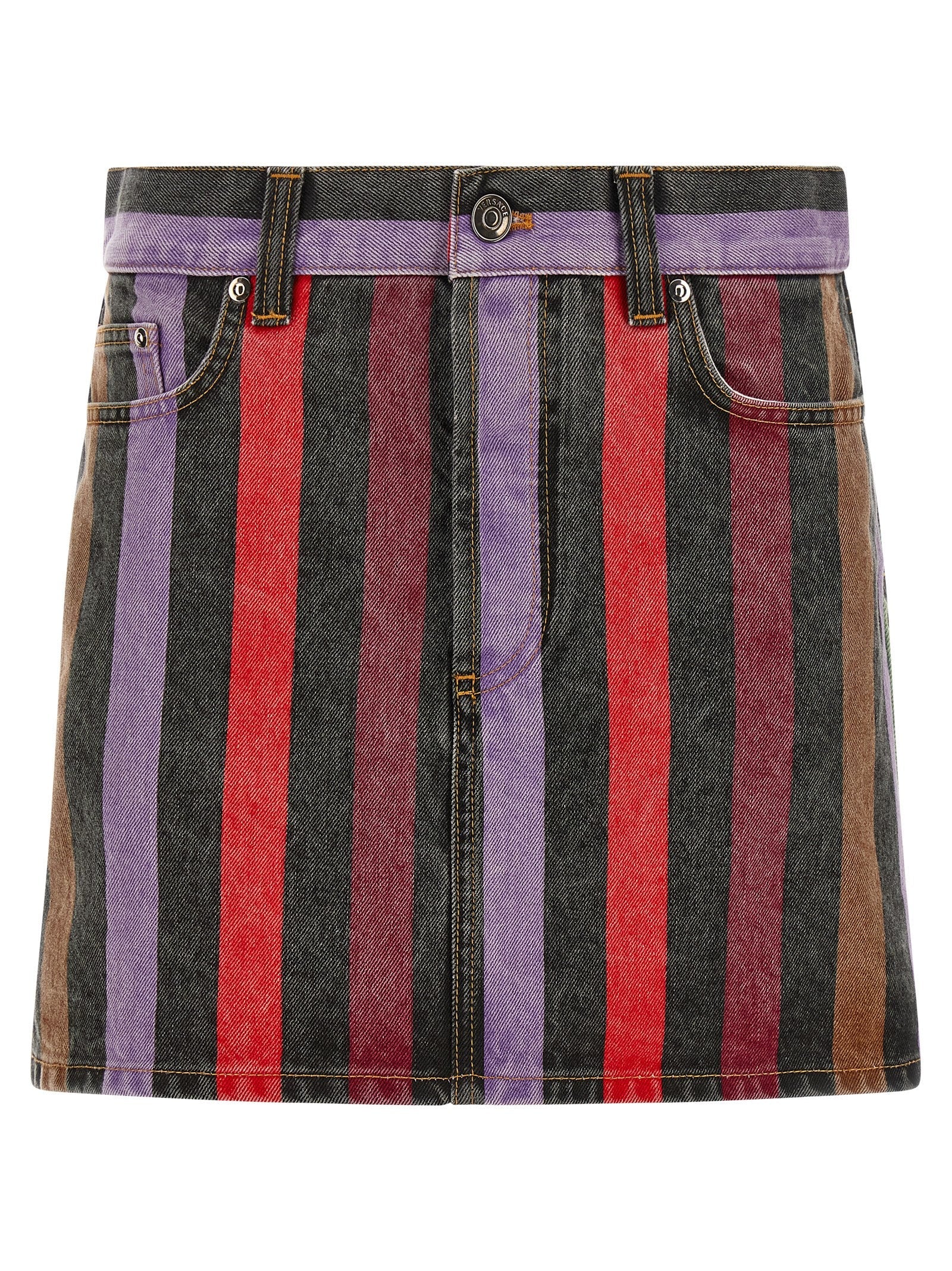 Versace Multicolor Cotton Long Skirt Versace