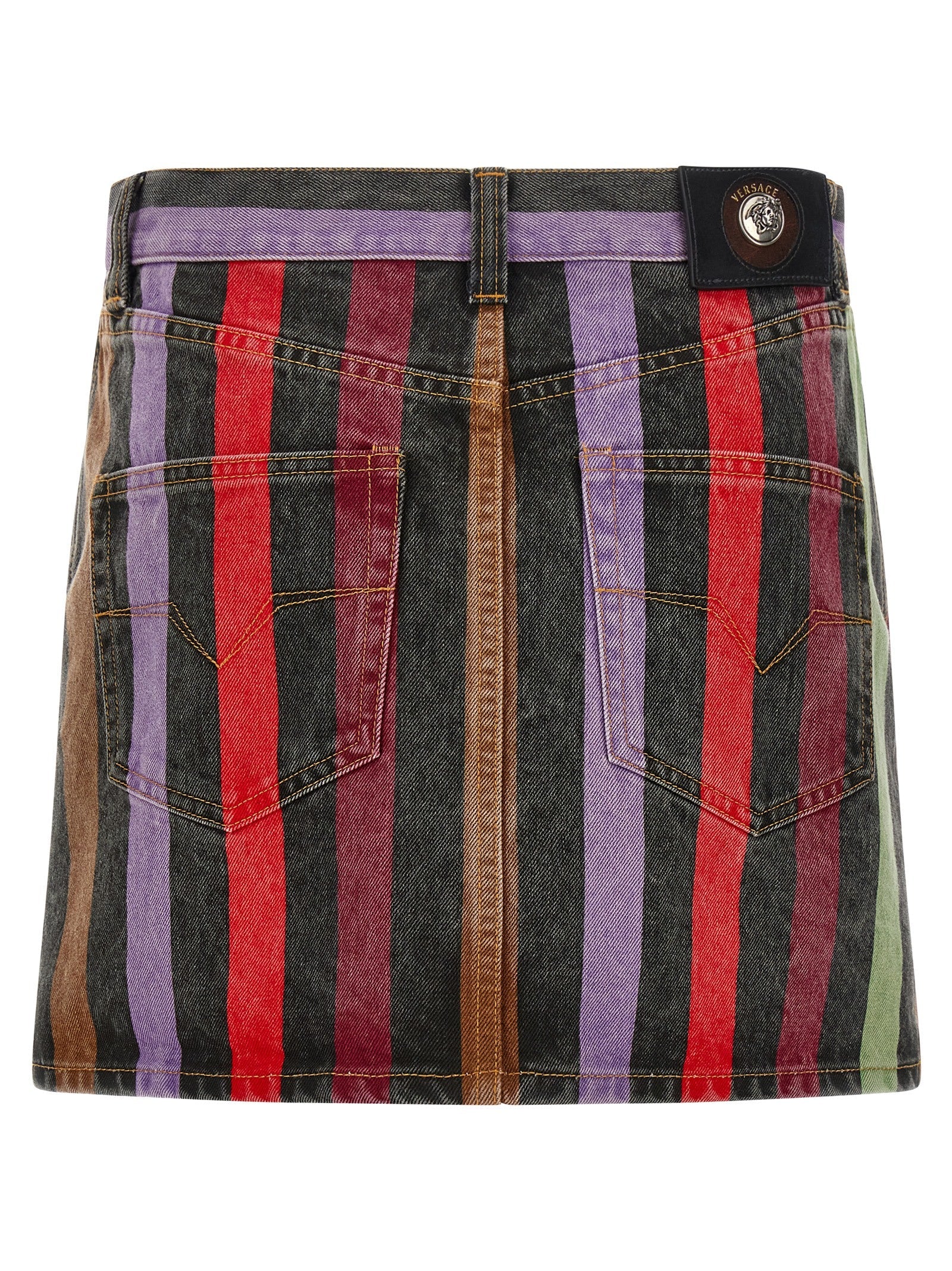 Versace Multicolor Cotton Long Skirt Versace