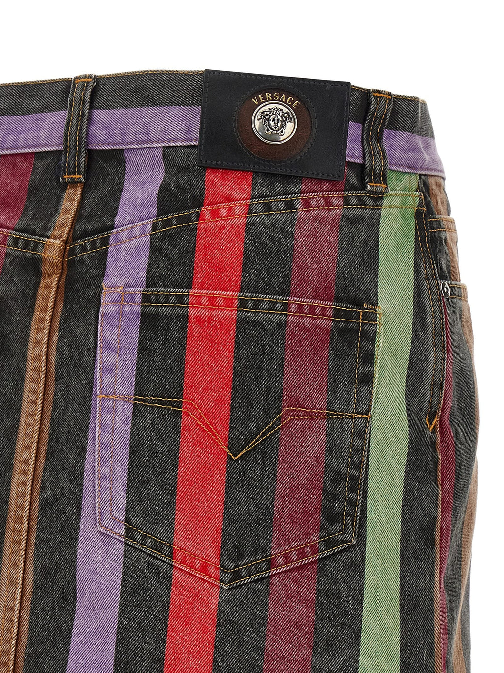 Versace Multicolor Cotton Long Skirt Versace