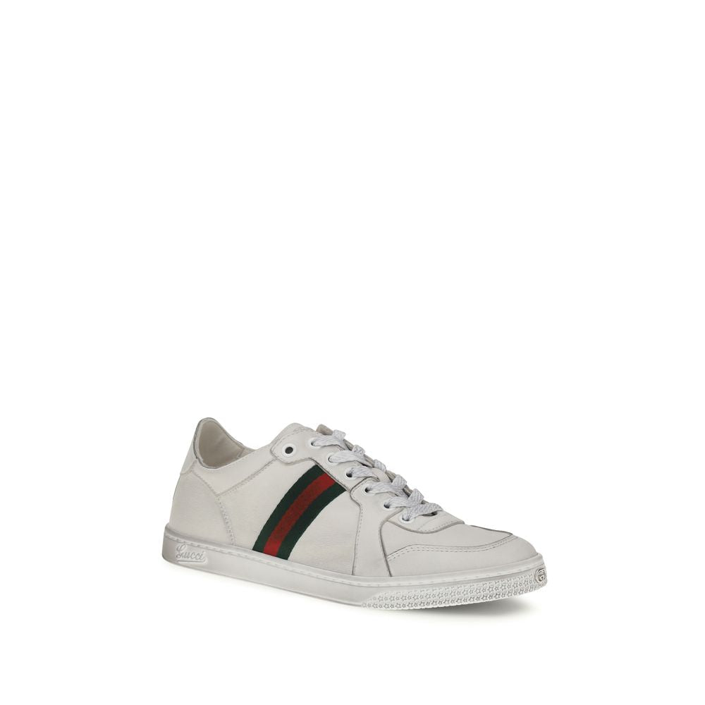 Gucci White Calf Leather Bos Taurus Athletic Sneakers