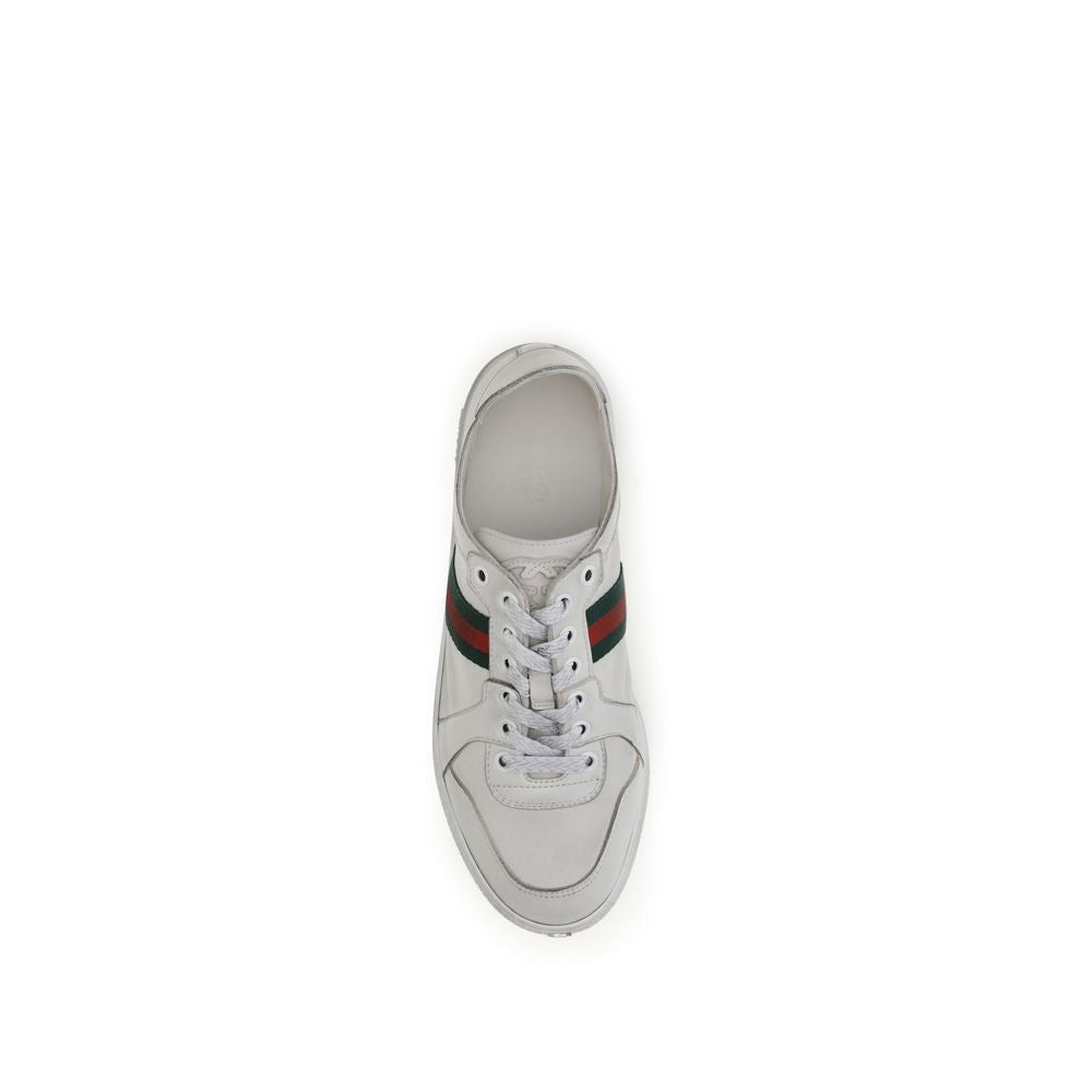 Gucci White Calf Leather Bos Taurus Athletic Sneakers