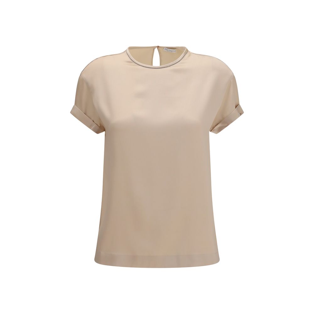 Brunello Cucinelli Beige Elastane Blouse Brunello Cucinelli