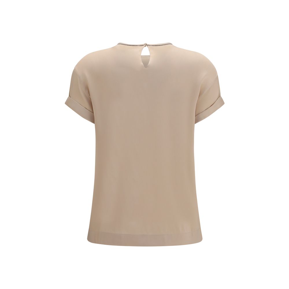 Brunello Cucinelli Beige Elastane Blouse Brunello Cucinelli